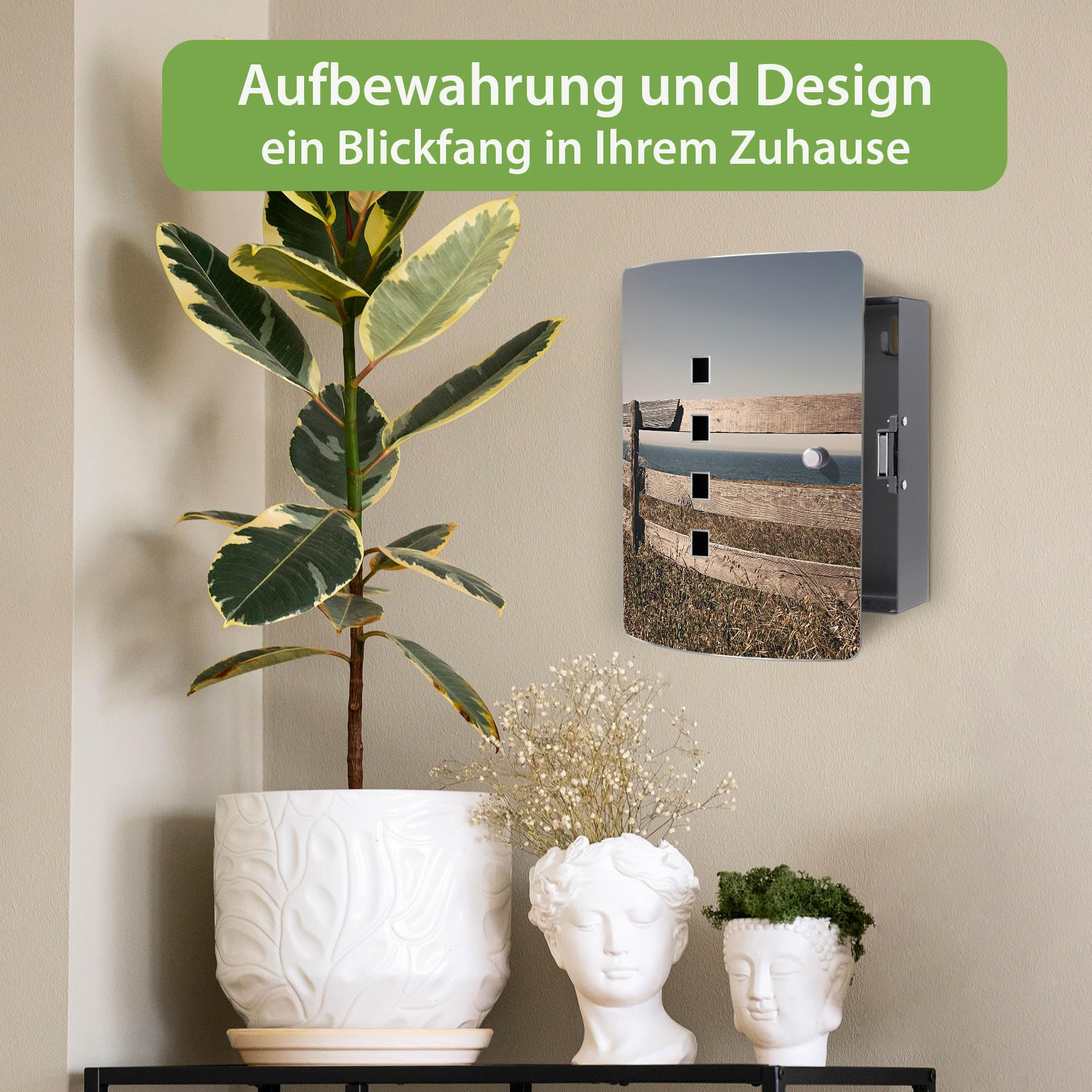 Banjado Design Schlüsselkasten aus Edelstahl für 10 Schlüssel 24 x 21,5 x 7cm Magnetverschluss