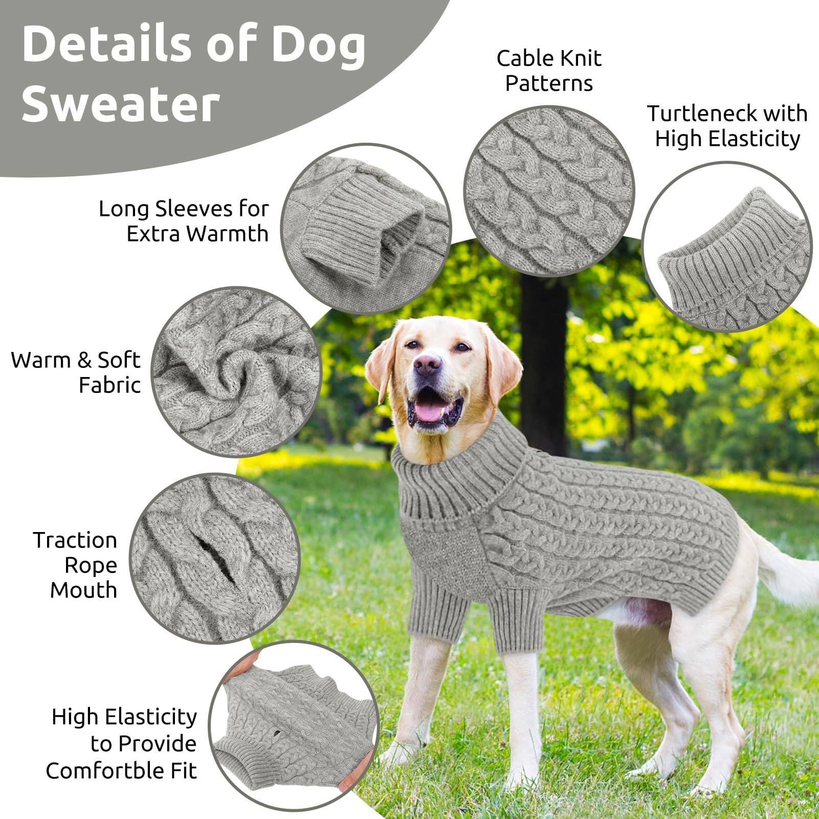 CITÉTOILE Maglione per Cani di Taglia Piccola, Media e Grande, Maglione per Cani Lavorato a Maglia Caldo Invernale, Cappotto per Cani Maglione a Maglia a Collo Alto per Bassotto, Bulldog Francese ecc