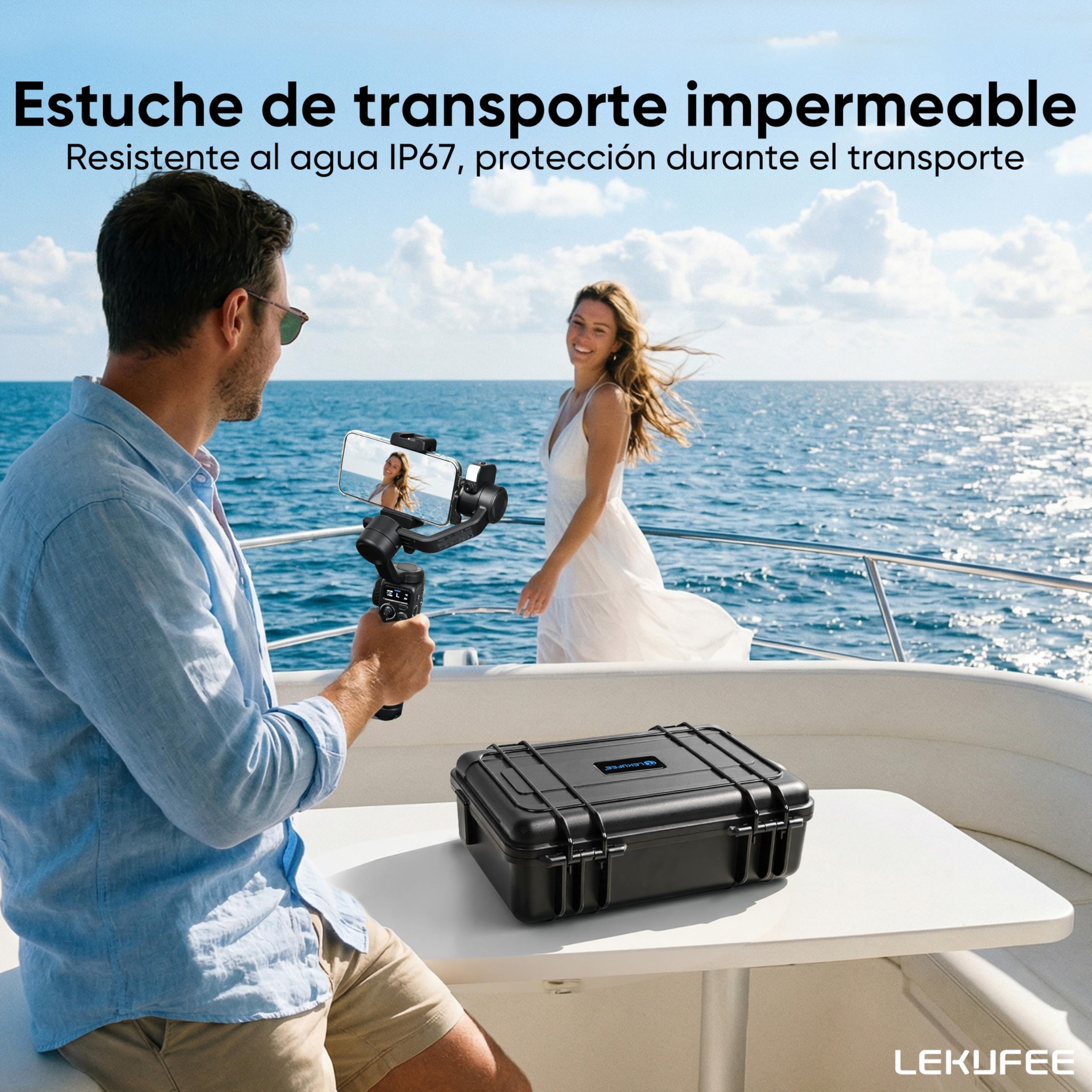 LEKUFEE Maleta Rígido de Transporte Impermeable para GoPro Fluid Pro AI - Estabilizador, cámaras GoPro Hero 13/12/11/10/9, Media Mod y Otros Accesorios (Solo Estuche)