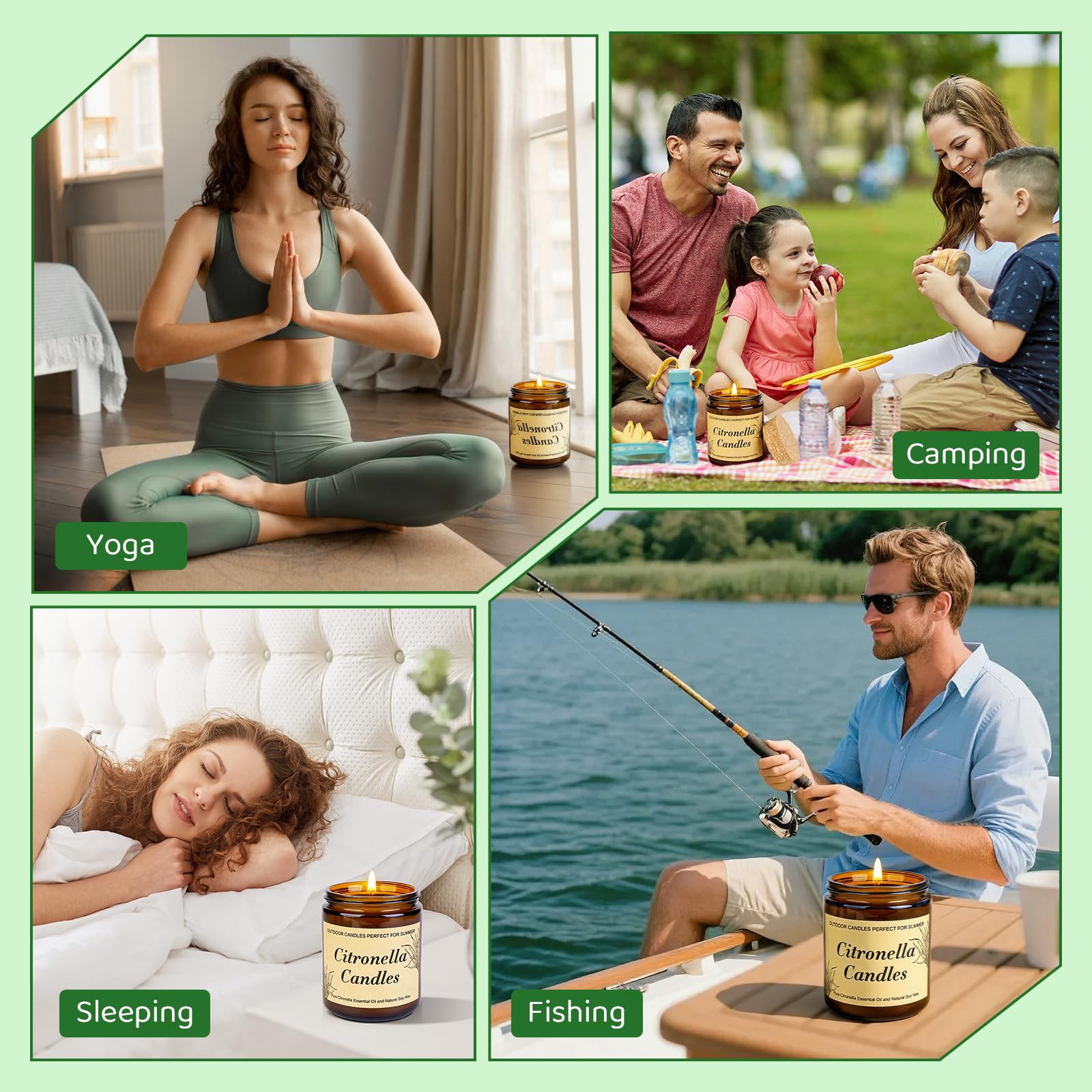 Candele Citronella per Esterni Set 2 Pezzi 250 Ore Cera di Soia Naturale