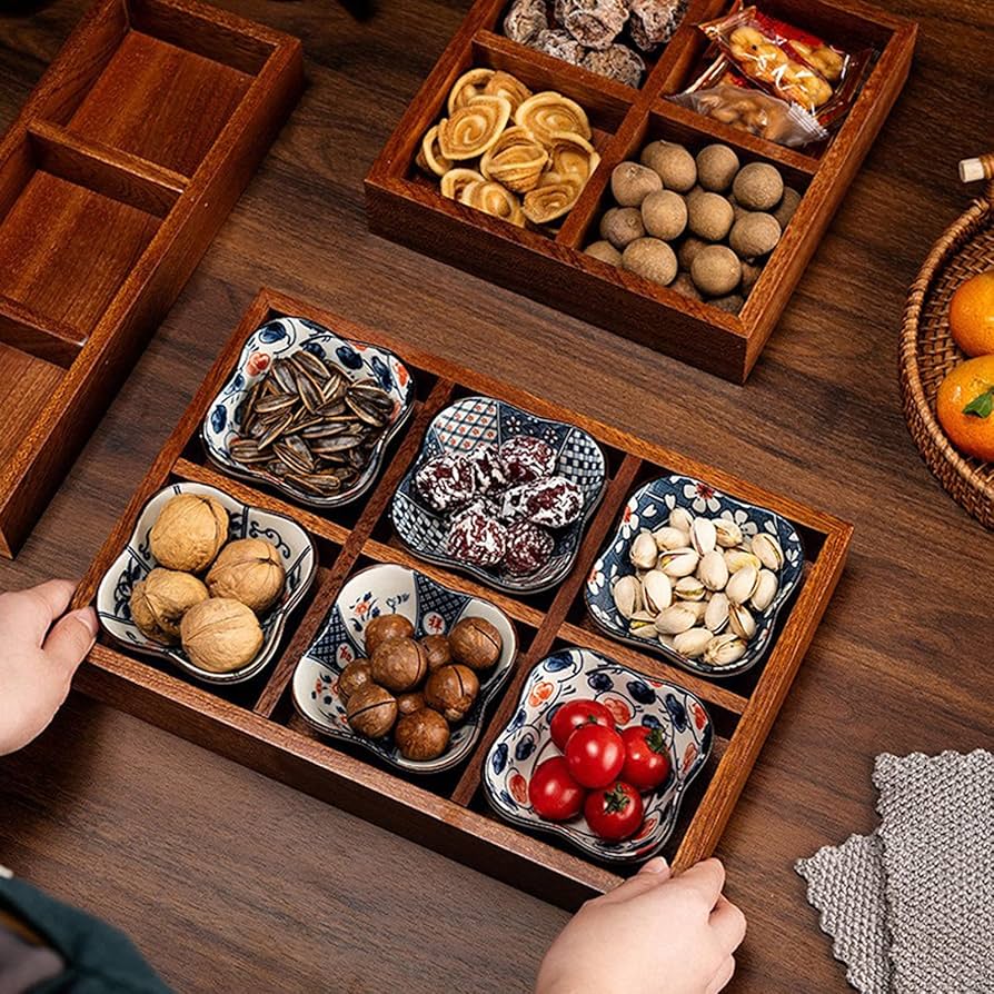 Amazon | 小皿 豆皿 セット 陶器 食器 寿司皿 セット仕切りトレー 木製