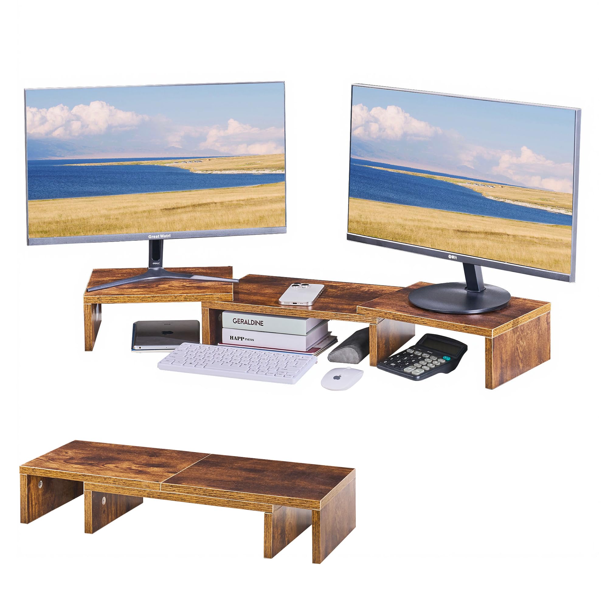 ★高さ3段調整★ 収納力豊富 PCデスク モニター台 幅80㎝ 組立簡単 工具付 Amazon.co.jp: VECELO モニター台 卓上 【3分割構造 幅90~60cm 可調節