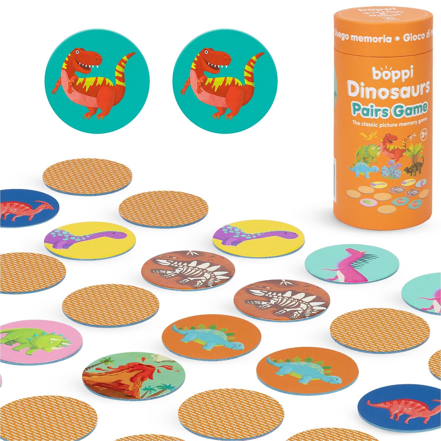 Boppi Pairs Memory Game - Engaging Educational Montessori Matching Game for Toddlers & Kids Age 3 and Up - Dinosaurs