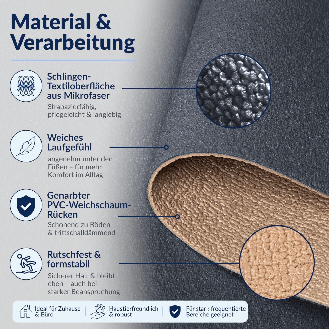ANRO Tappeto Bagno Tappetino Doccia Antiscivolo Microfibra Antracite 60 x 240 cm Asciugatura Rapida Lavabile Morbido al Metro