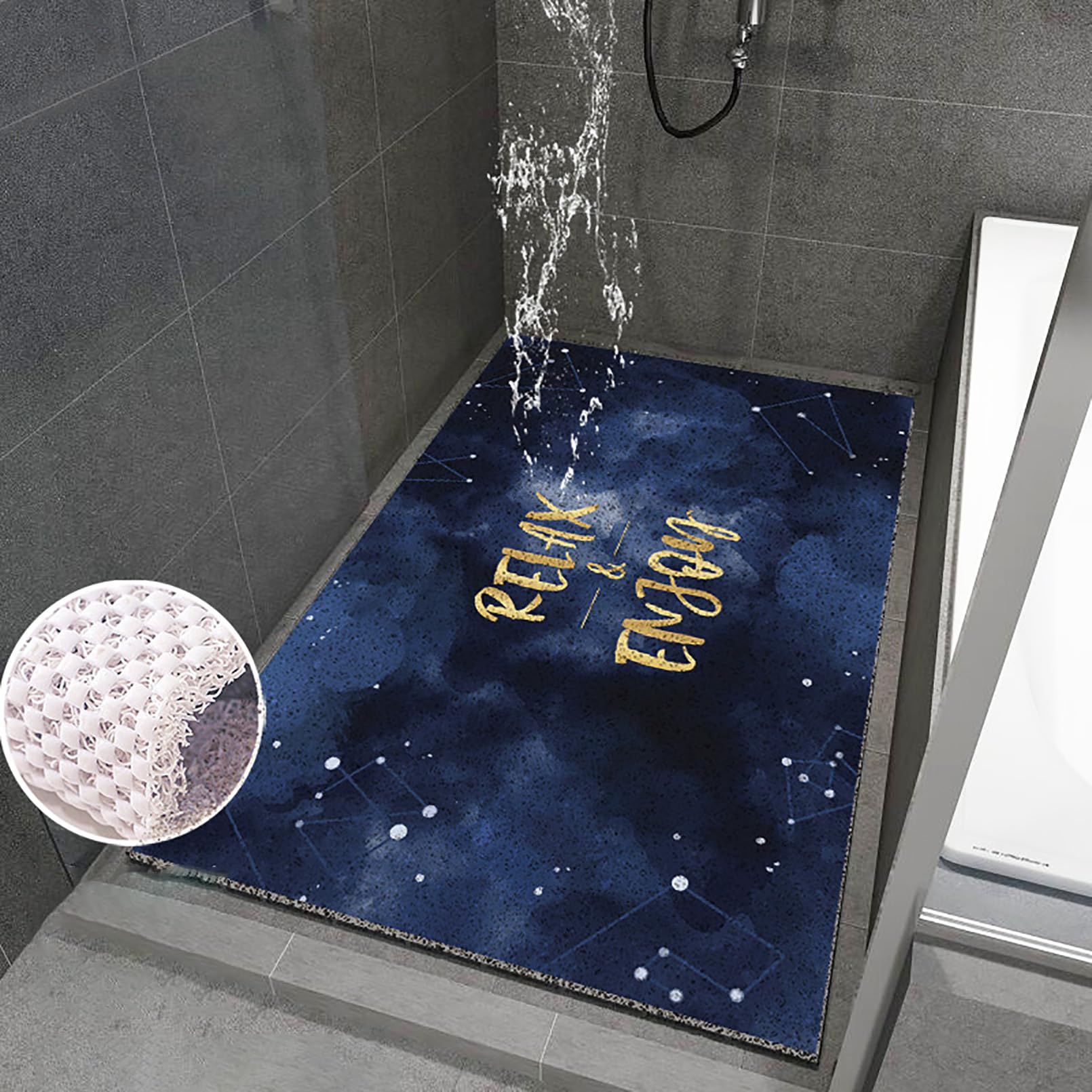 Alfombrilla antideslizante para bañera de 40 x 60 cm, diseño marino colorido, material de PVC, con ventosas, suave y cómoda, alta permeabilidad al agua