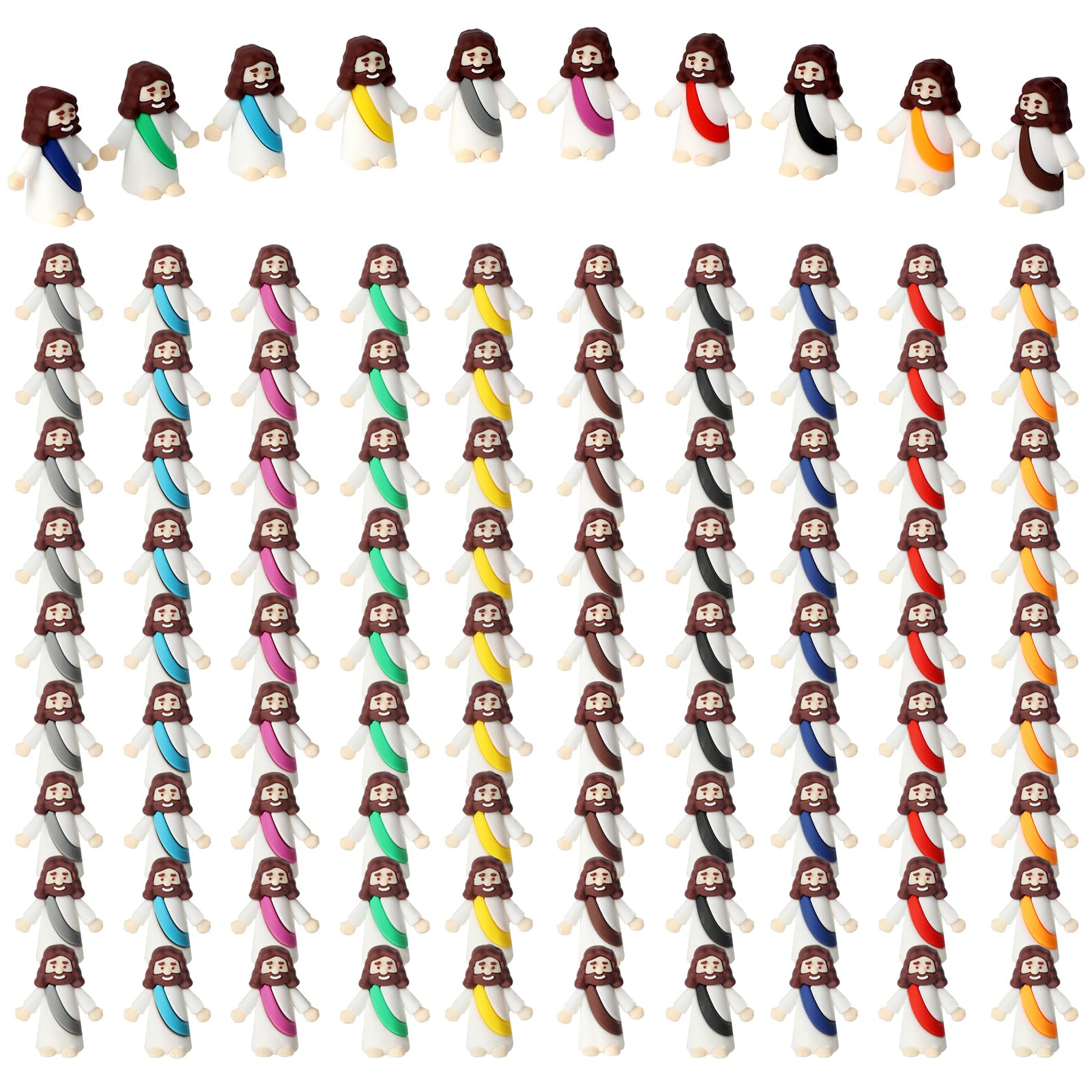Voopurbic 100 Pcs Mini Jesus Figures Bulk, Easter Little Jesus Figurines Toys for Hide and Seek Religious Party Supplies, Baptism, Church and Sunday School Giveaways