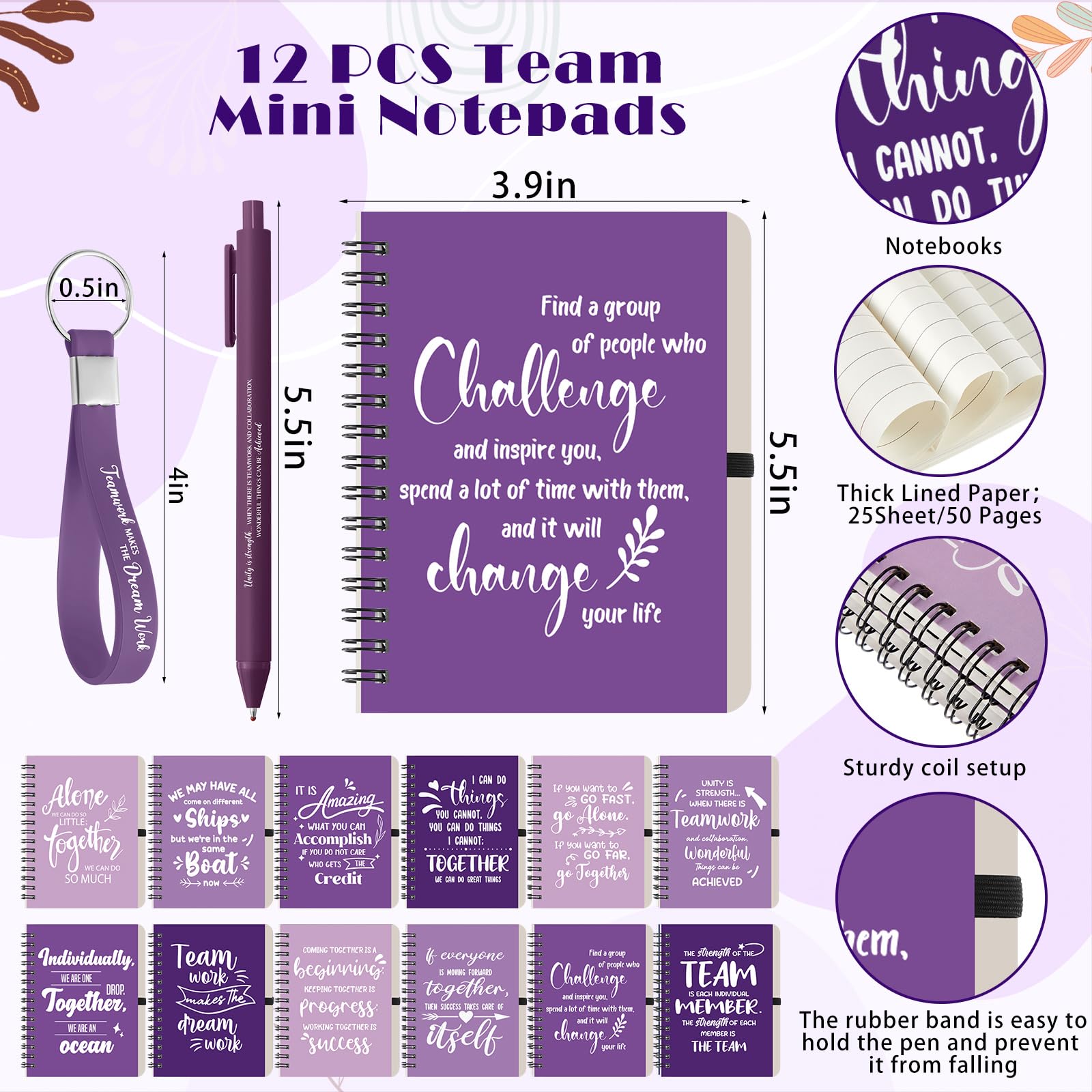 Skylety Set da 12/48 pezzi di apprezzamento della squadra, regalo di apprezzamento per i dipendenti, 473,6 ml, tazze da caffè con taccuino della squadra, penna portachiavi per personale insegnante