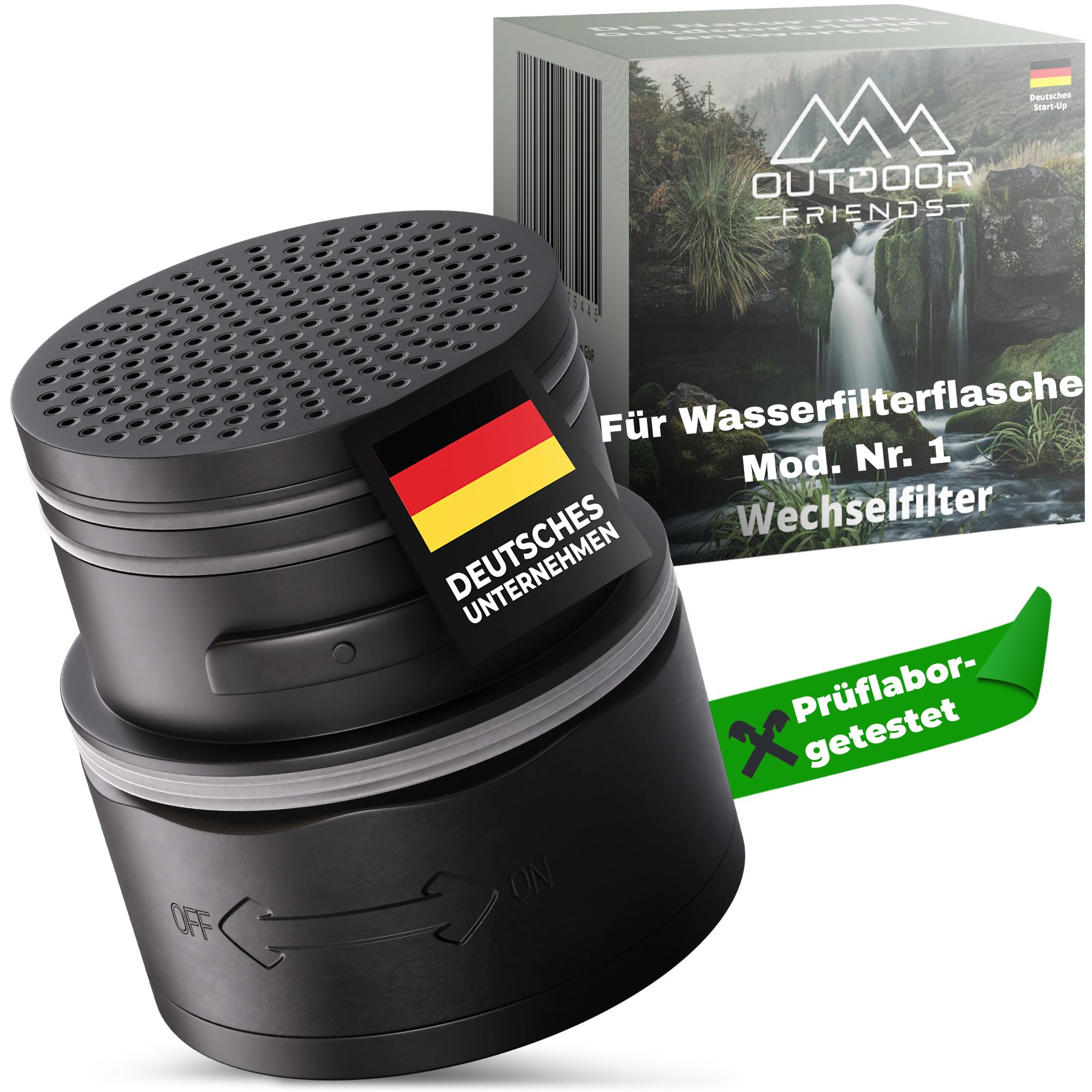 OutdoorFriends Wasserfilter Outdoor Wechselfilter [0,01 μm Filtergenauigkeit] 2000L Filterkapazität entfernt 99,9% aller Bakterien Survival Prepper Wandern Camping Reisen Wasserfilterfl. Mod. Nr. 1