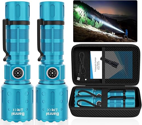 Miniatura 11 de Banral Linternas de Altos Lúmenes Recargables, Linterna Super Brillante de Largo Alcance Pequeña y Potente, 6 Modos LED Táctica de Bolsillo