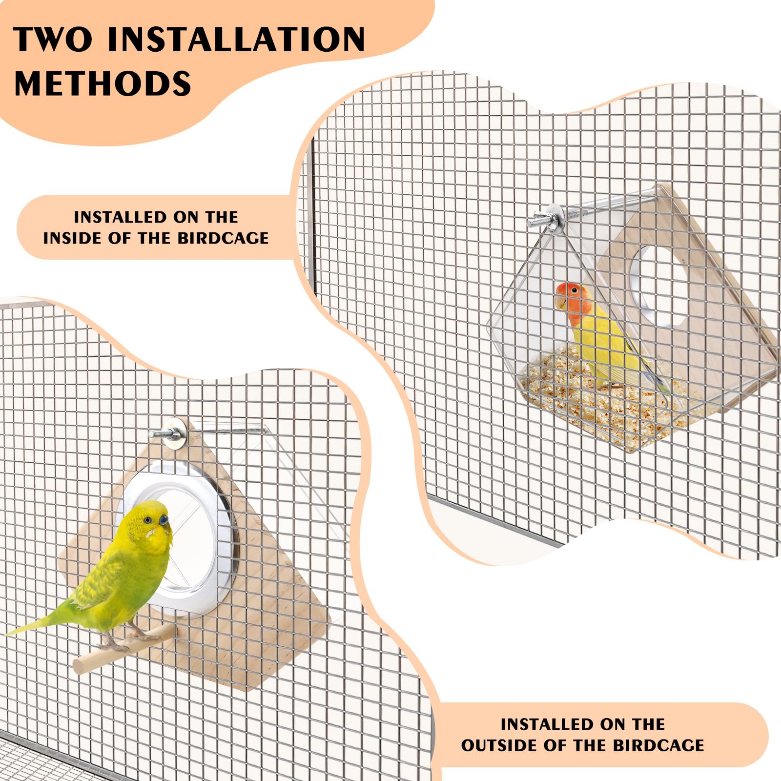 Parakeet Nesting Box for Cage High-Transparent Parakeet Nest, Bird House Cage Accessories with Wood Perch - Image 4