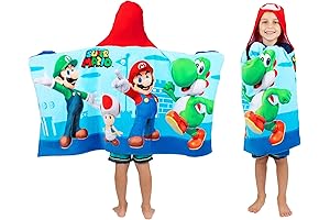Super Mario Bath, Pool, and Beach Soft Cotton Terry Hooded Towel Wrap...
