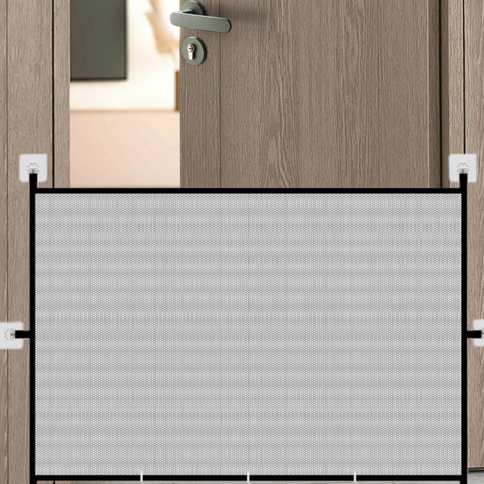 Cat Door, Pet Cat Gate Indoor, 43.31x28.35x0.79 Inches Lightweight Folding Barrier, Safety Fence for Kids Kitten Bunny Hallway Bedroom Porch Living Room Use, Gray