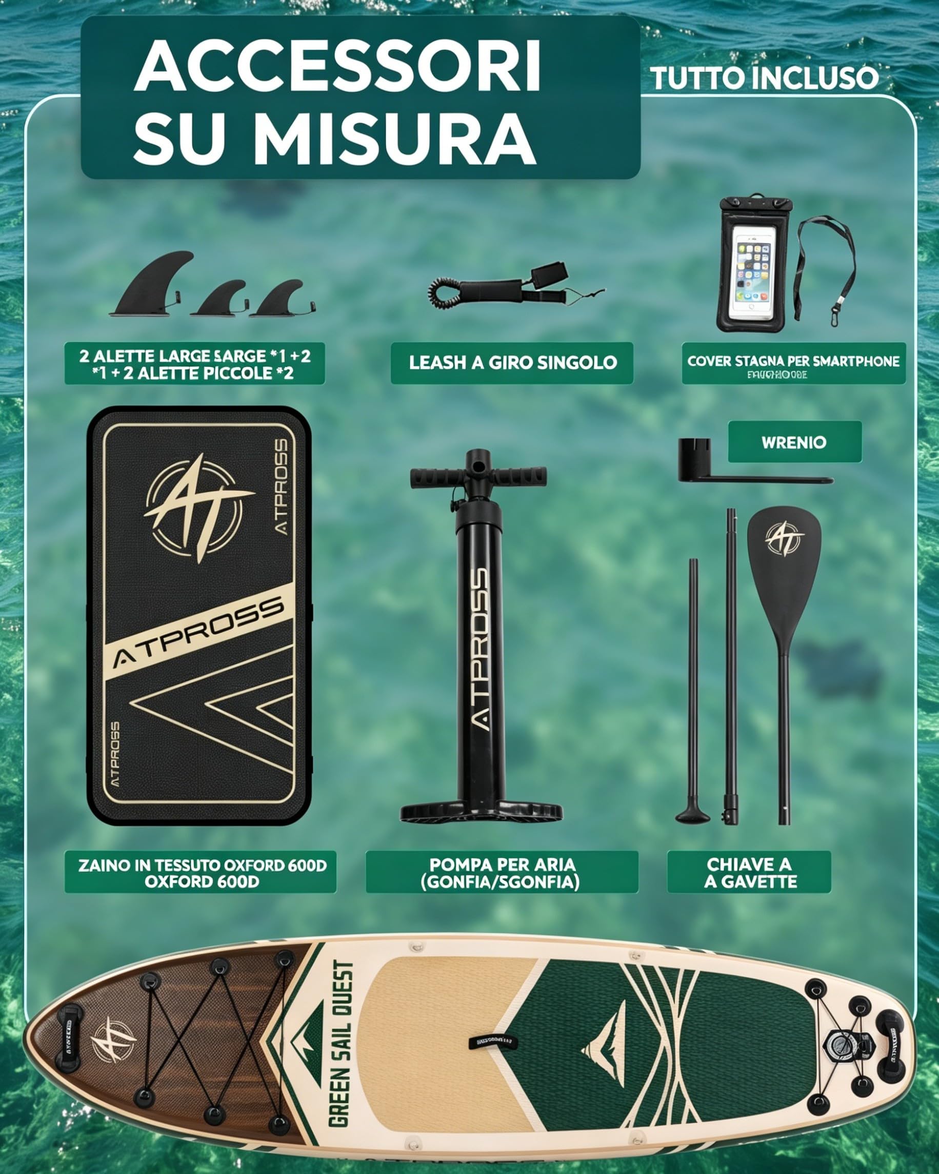 Tavola SUP Gonfiabile con Accessori, 2 Persone | 320 × 84 cm Extra Larga, Portata 200 kg, Stabile e Antiscivolo Per Mare e Surf