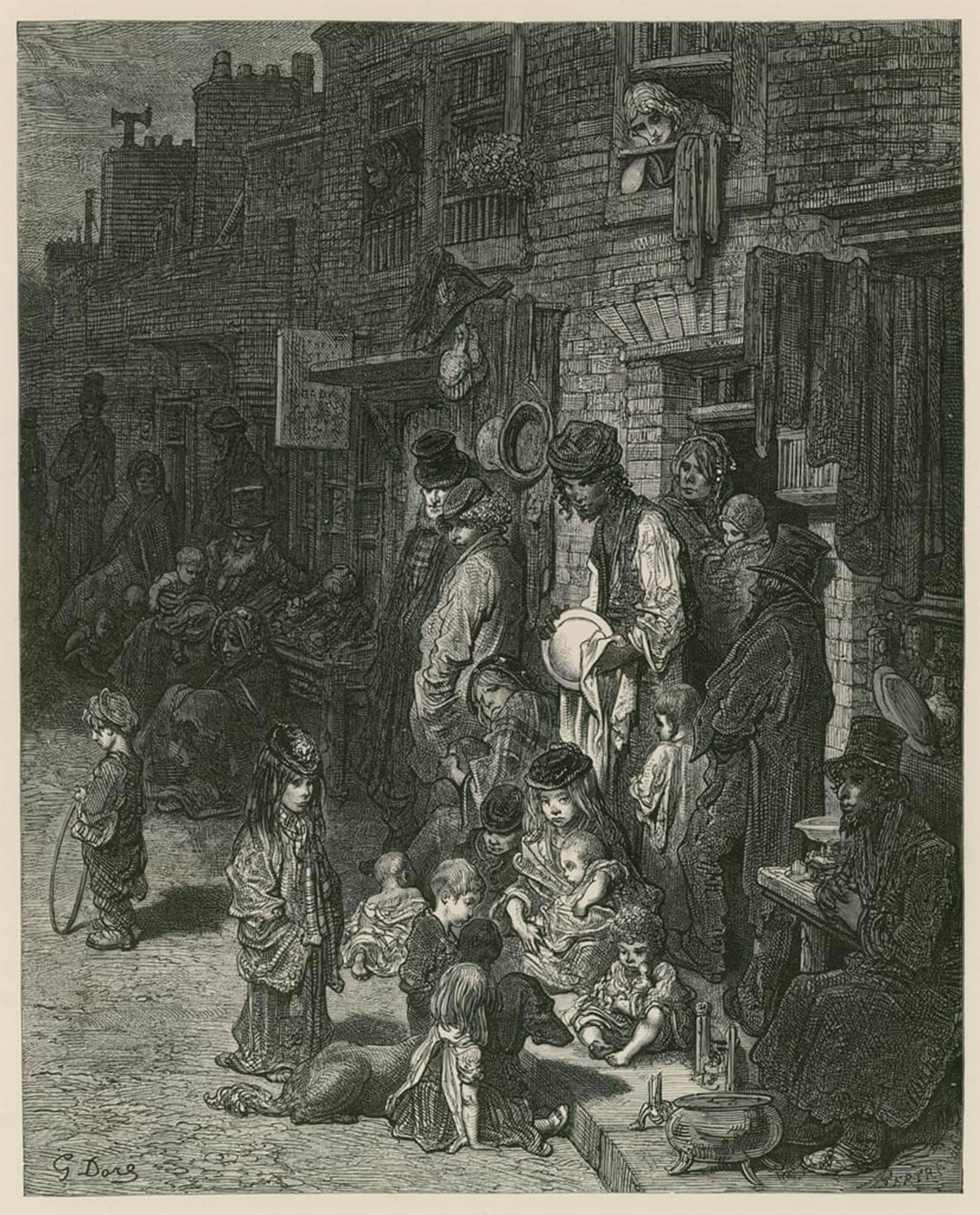 ARTXLXXBN Famous Painting Art Wall Decor Abstract Art Picture Slums in London by Gustave Dore Animal Pictures for Home Decor 60x90cm