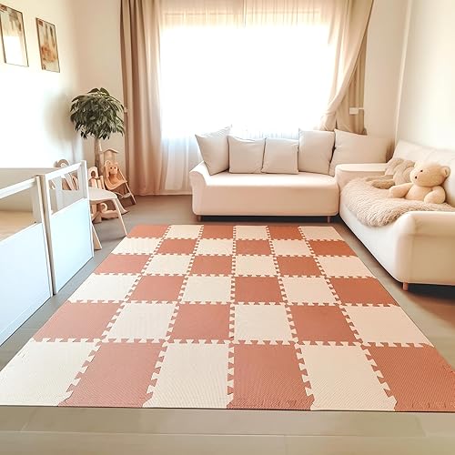 TCBunny Kids Soft EVA Foam Jigsaw Puzzle Play Mat, 18 Interlocking Tiles and Edges Baby Play Mat, for Kids Gym, Nursery, Playroom, Pet Mat, Total