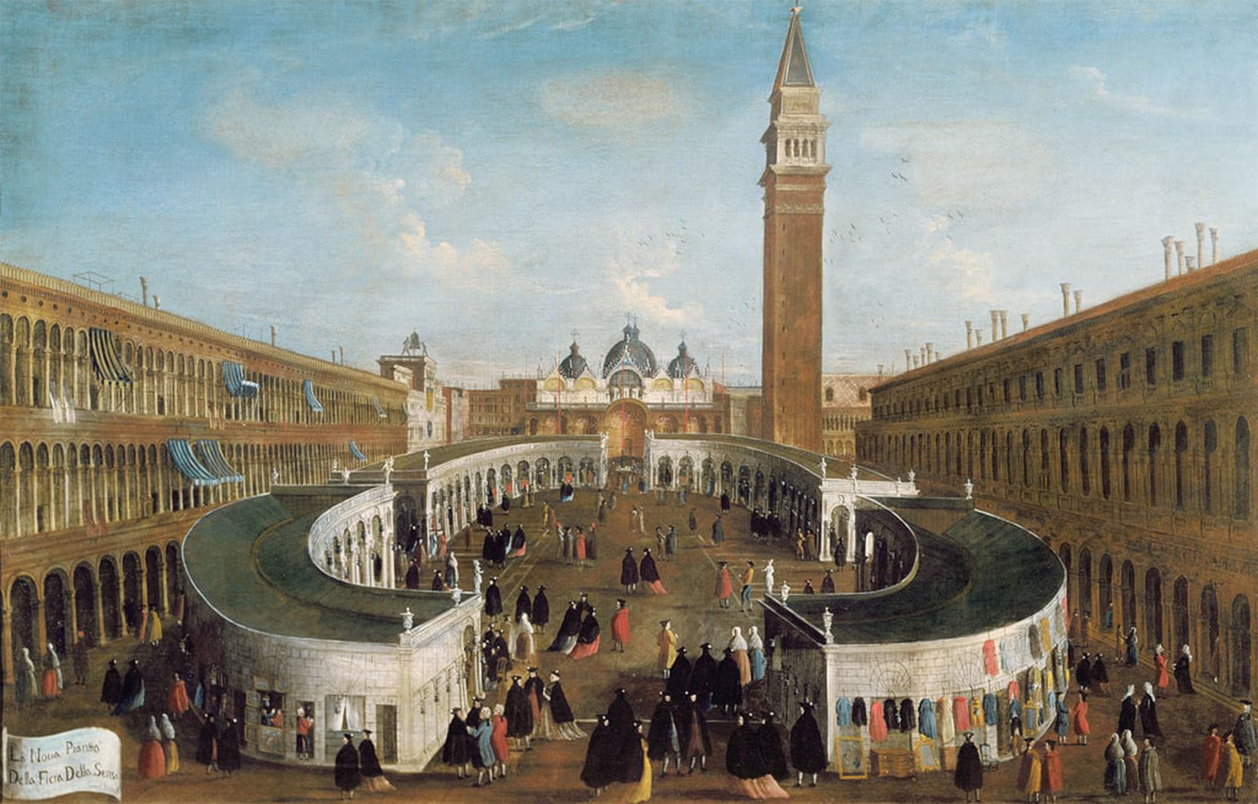 POSTERIIk Vintage Art Print Images Pictures Print Fair in St. Mark's Square by Gabriele Bella Modern Colour Posters for Office Home Decor 60x90cm