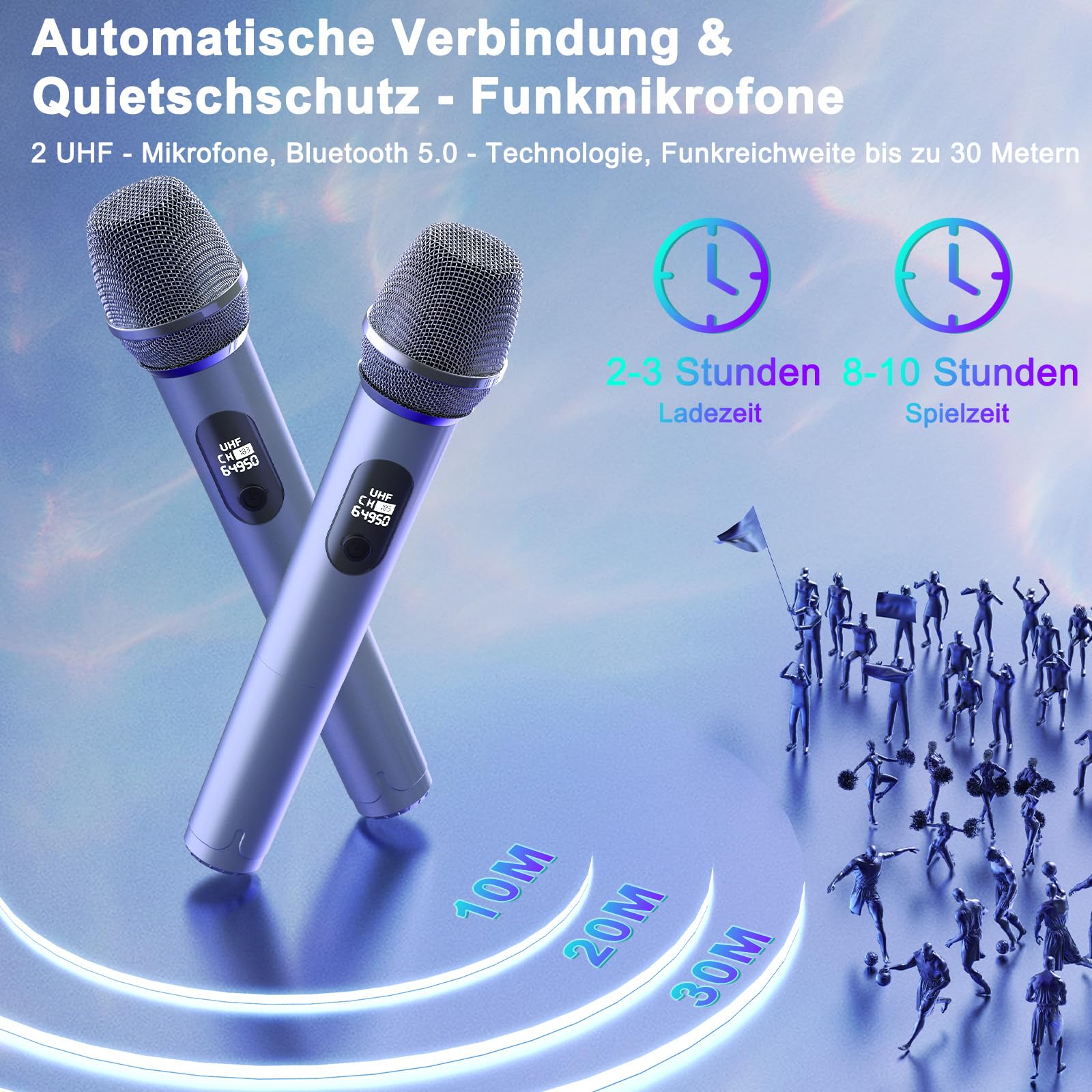 JYX Karaoke Maschine, Karaoke Anlage Mit 2 Mikrofonen, Tragbarer Bluetooth Lautsprecher Mit RGB Licht, Karaoke Box Karaoke Set, PA System Für Erwachsene, Party Box, Unterstützt TF/USB, AUX, FM, TWS