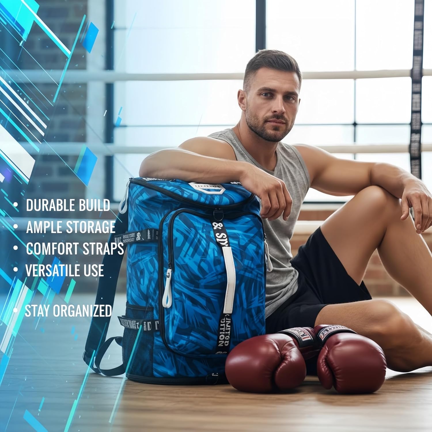 Gym Duffle Bag Backpack with Shoe Compartment,4 ways Travel Backpack for Women and Men,Multi-Functional Weekender bag with Waterproof Layer&Laptop Compartment for Fitness, Travel,Camping - Image 8