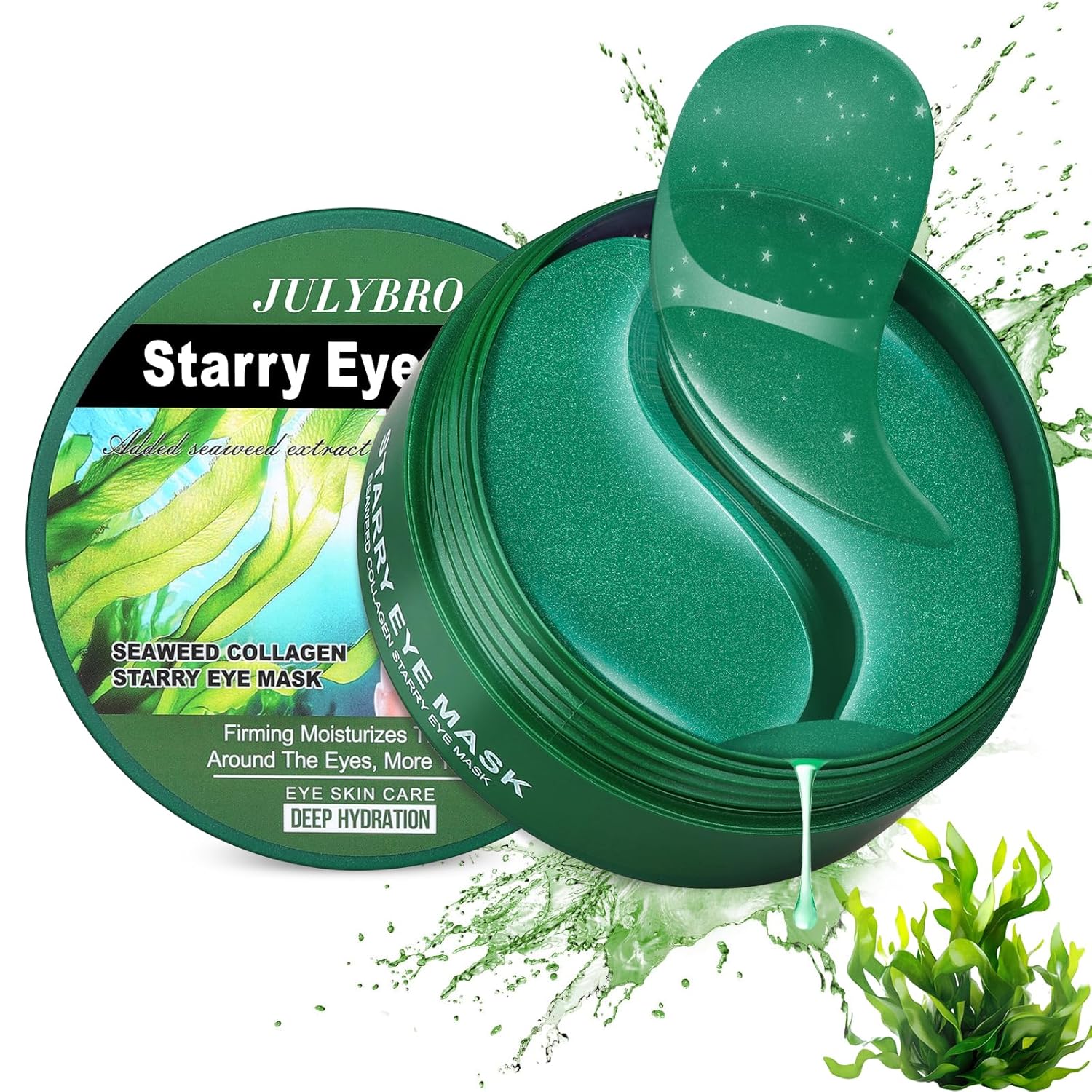 Seaweed & Collagen Under Eye Patches, 60 Pcs Under Eye Masks for Dark Circles, Puffiness & Fine Lines, Nourishing & Firming Eye Mask Skincare for Women Men, Stocking Stuffers, with Applicator Spoon