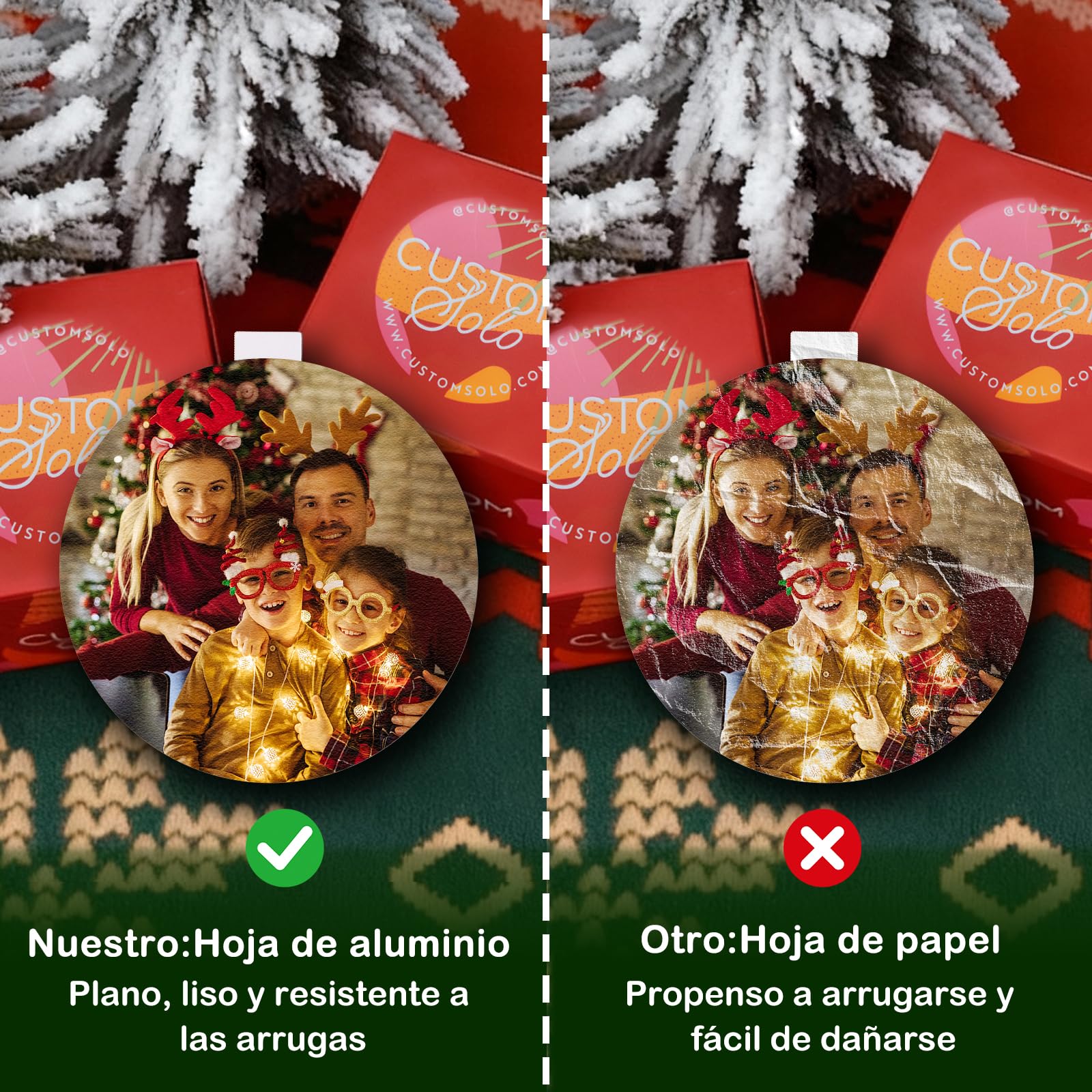 Bolas Navidad Personalizadas - Foto Impresa En Ambos Lados - Bolas Navidad Personalizadas-Adorno Navidad Personalizado, Adecuada para Familias, Regalo para Familiares, Amigos