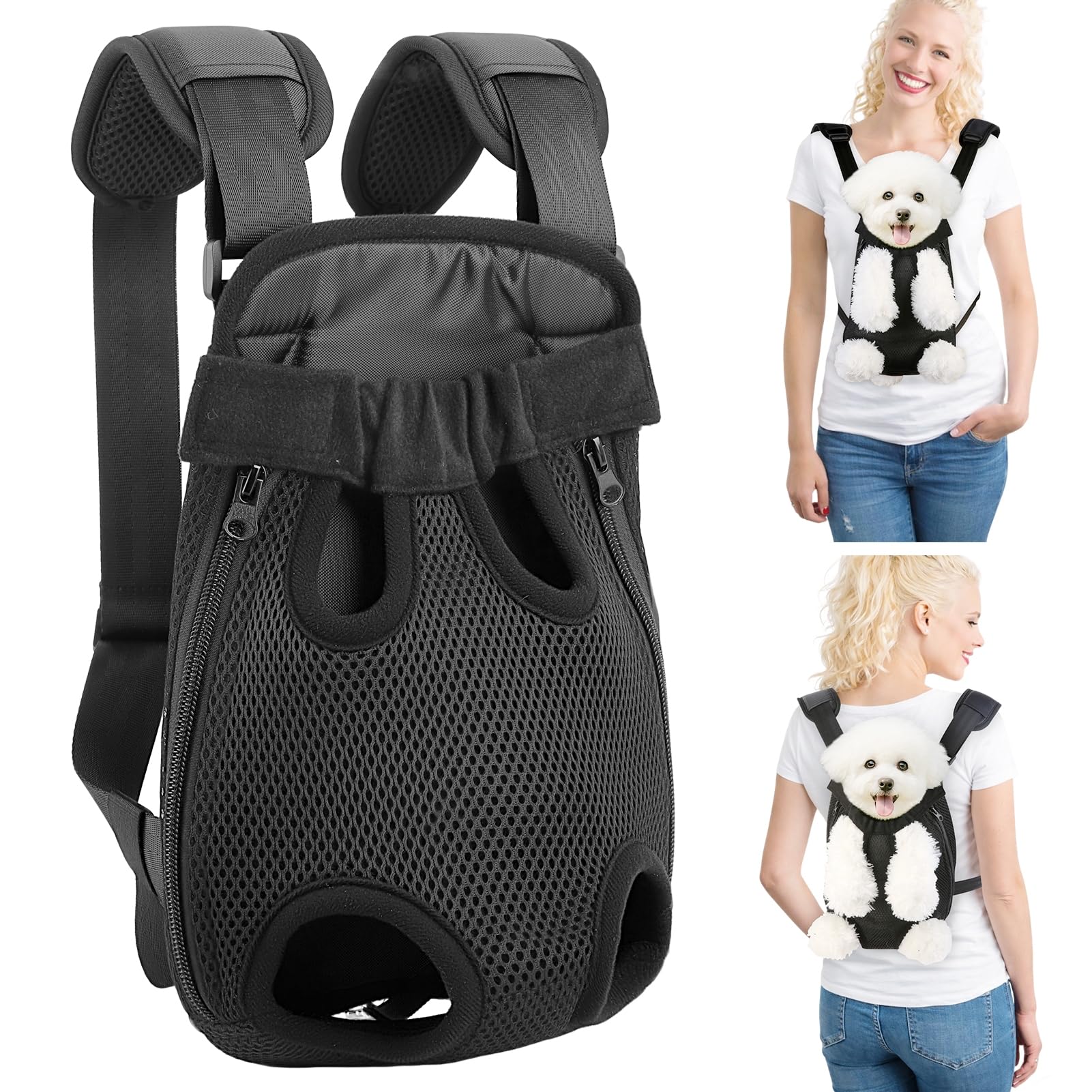 Photo 1 of Mosago Dog Backpack Carrier with Thick Padded Bottom Support, Legs-Out Puppy Chest Carrier for Small Dogs 2.5–4 lbs, Adjustable Pet Front Carrier for Walking, Hiking, Camping, and Traveling