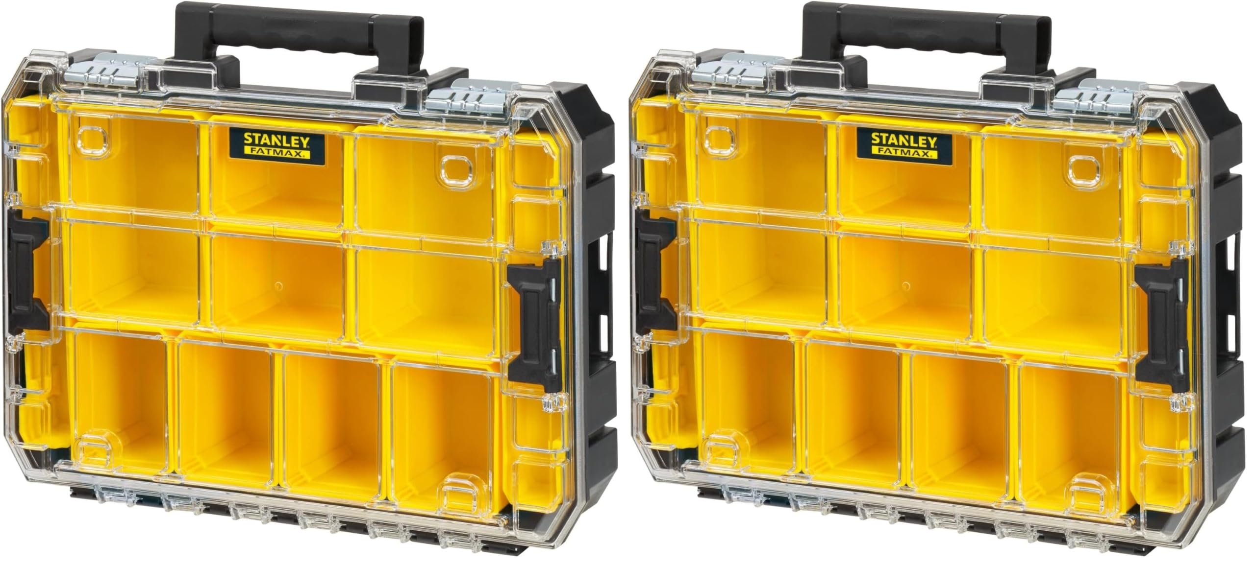 STANLEY FATMAX Organizador con Tapa Transparente PRO-STAK, Compartimentos Extraíbles, Conexión Modular, Cierres Laterales, Tapa Resistente a Impactos, FMST82967-1 (Paquete de 2)