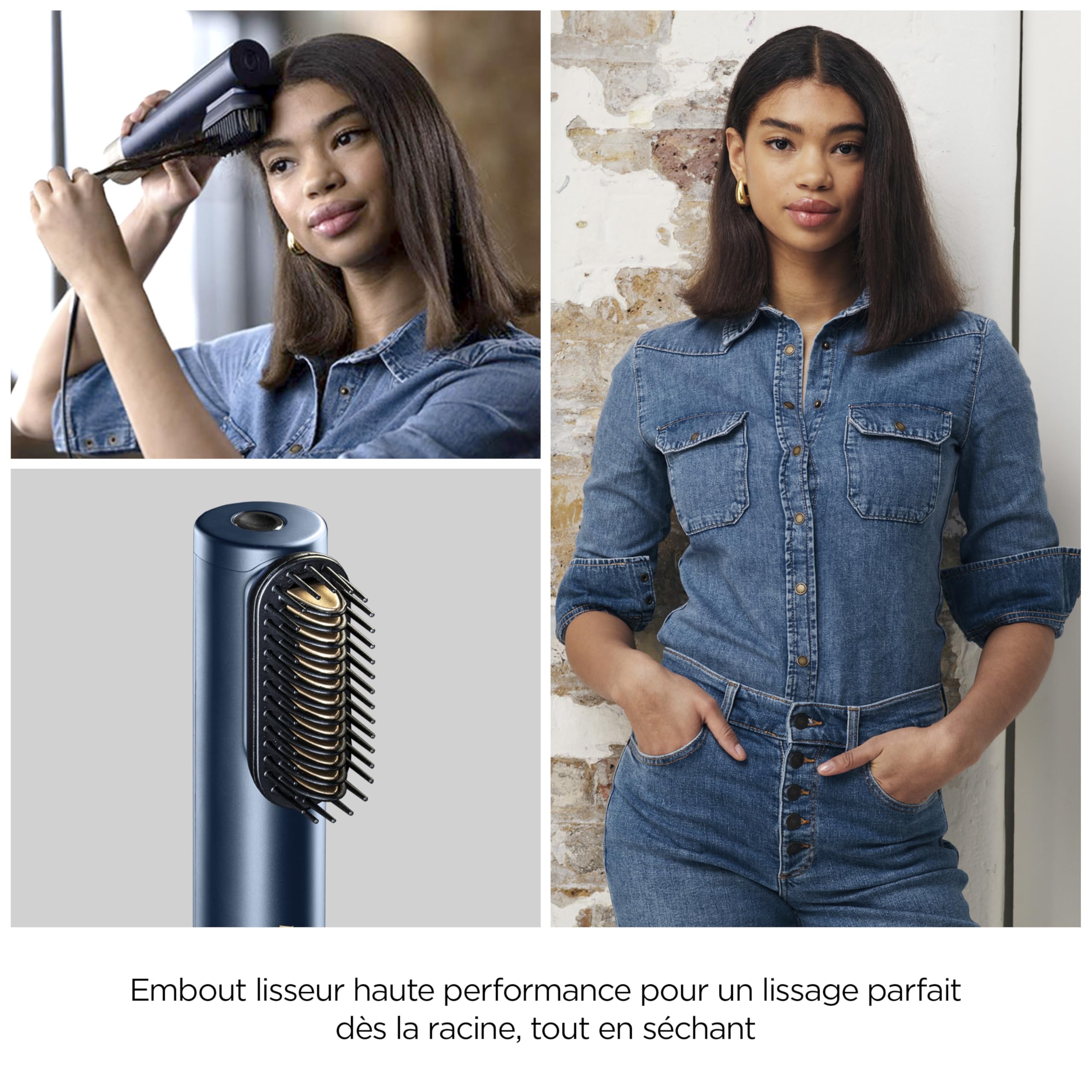 BaByliss Air Wand - Sèche-cheveux, Lisseur et Styler. Tout en Un. S'utilise sur cheveux secs ou mouillés. Anti Frisottis, Sans Dommage dû à la chaleur, 3 accessoires, AS6553E - Exclusivité Amazon