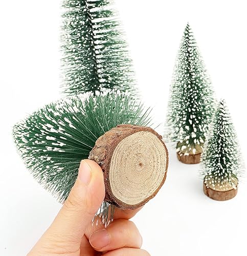 Miniatura 5 de Cepillos para botellas, decoración de Navidad, pequeños árboles de Navidad para mesa, decoraciones de Navidad para interiores, mini árboles de sisal
