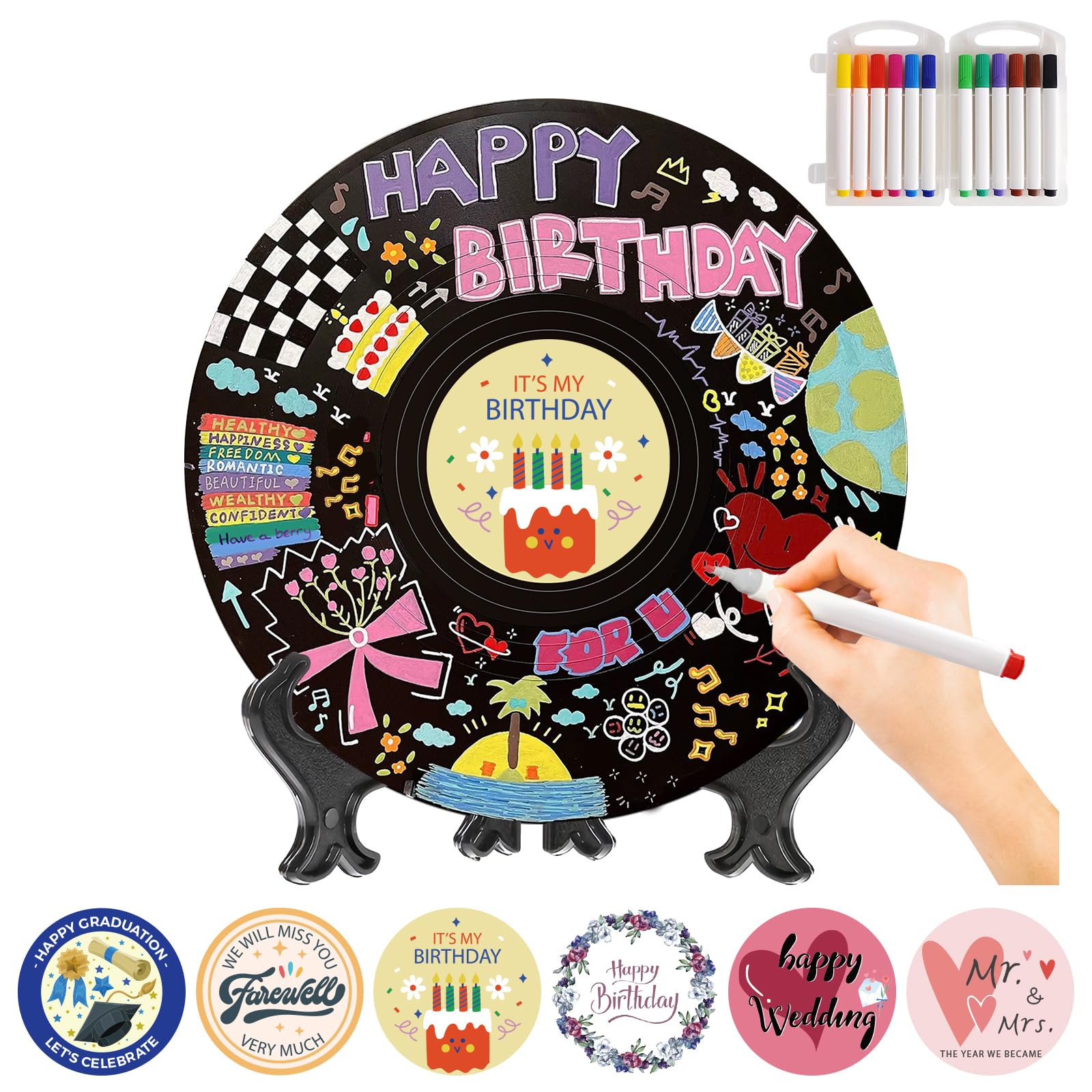 Graduation Guest Book Alternative to Sign 2025, Vinyl Record Guestbook Supports DIY, Happy Birthday Guest Book, Farewell Guest Book, Unique Gift for Vinyl Record Lovers