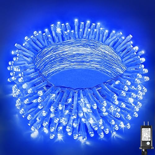Miniatura 8 de Guirnalda de 300 luces LED para interiores y exteriores, luces de Navidad extra largas de 99 pies, cable transparente impermeable, 8 modos de