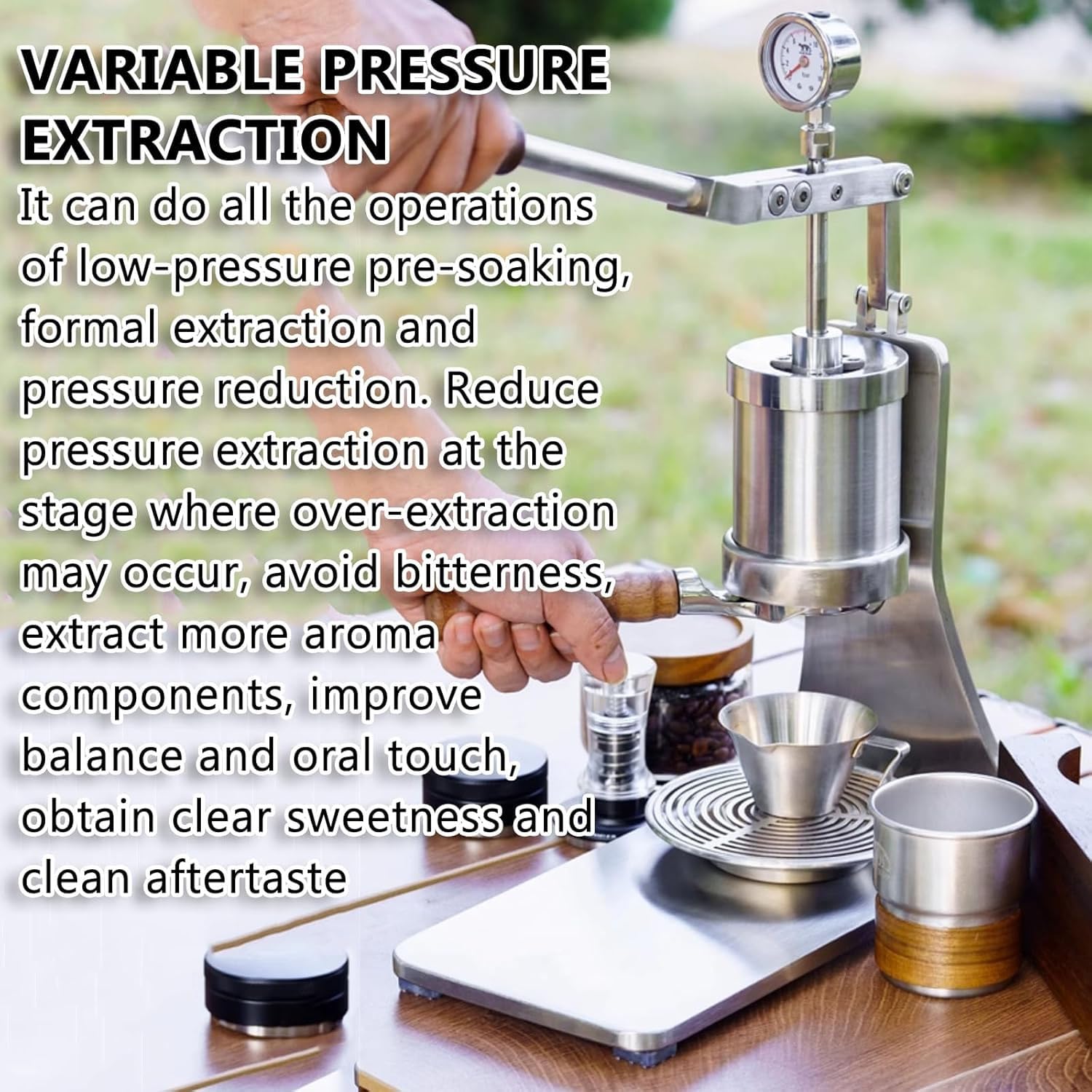 Macchina per caffè Espresso a Leva Manuale, Pressione Regolabile da 1 a 16 Bar con Vassoio per l'acqua Rimovibile, Perfetta per Gli Amanti del caffè a casa e in Ufficio.