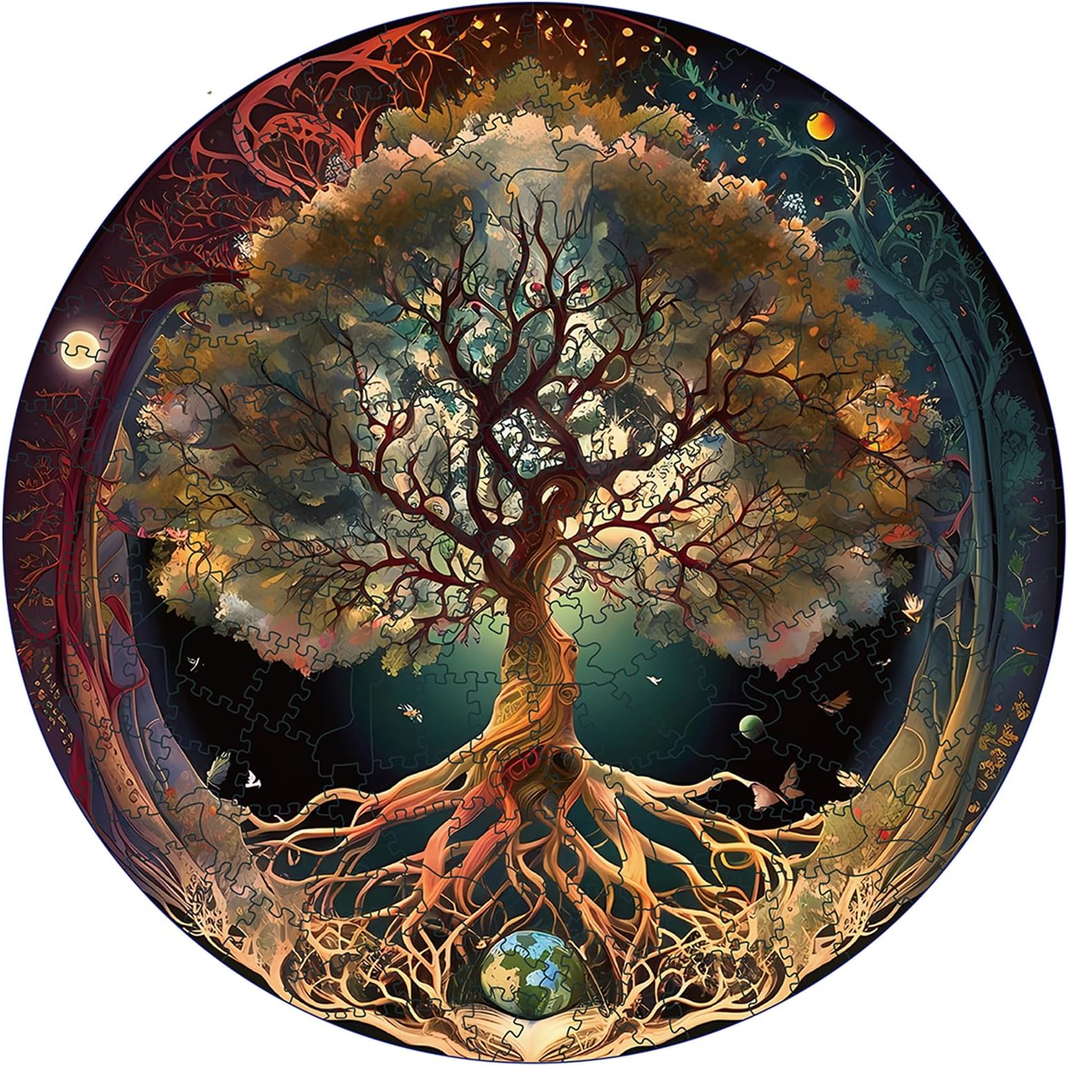 WHJSG Wooden Puzzle Adults, Tree of Life Wooden Puzzles 200 Pieces, Unique Animal Shape Wooden Puzzle, Creative Christmas Gifts for Teenagers and Adults, Diamond Painting Set
