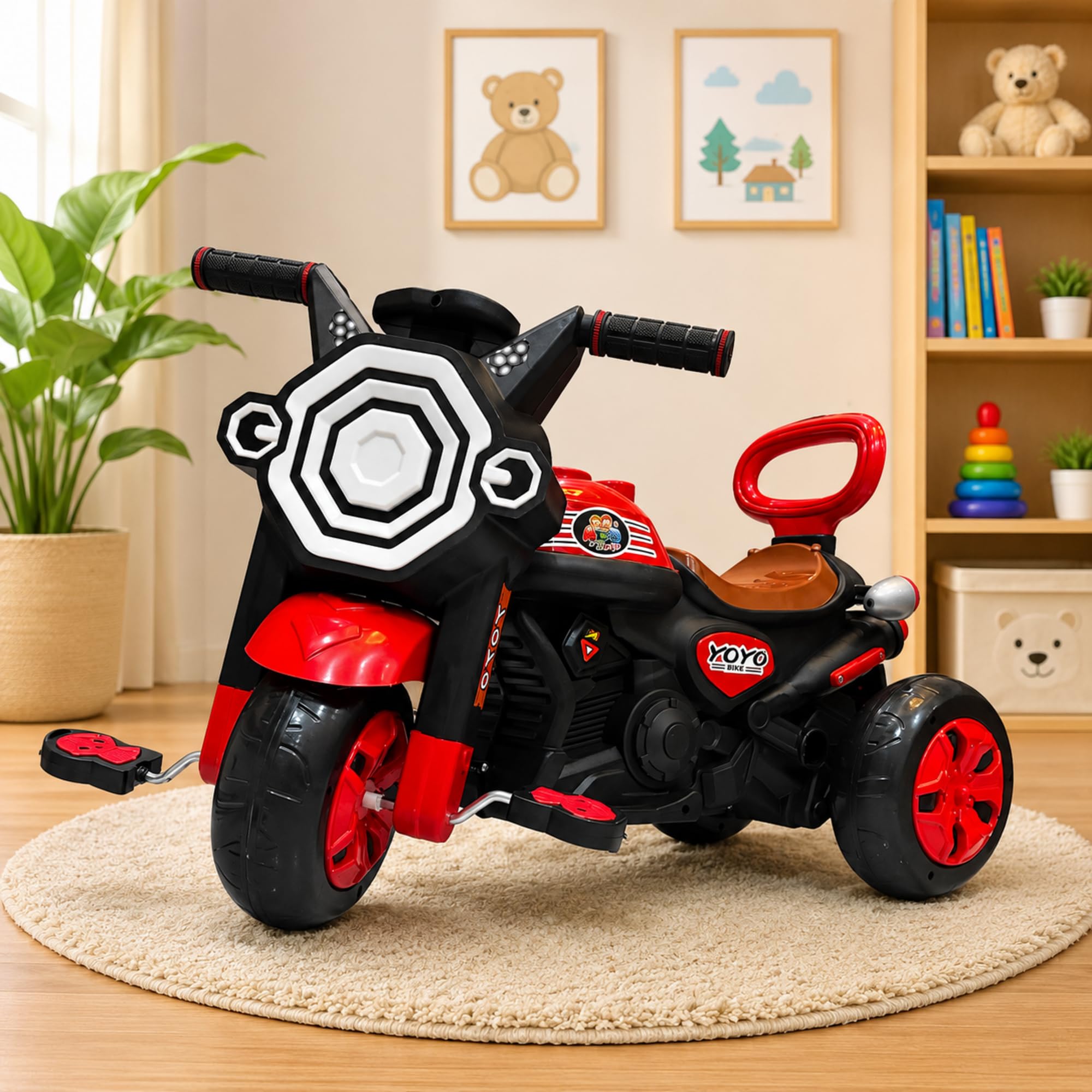 Delhi Retailer Kids Tricycle Bike Ride-On Toy, Red and Black | 3-Wheeler Design, Pedal Powered, Toddler Ride-On, Sturdy Build, Indoor Play-image-45
