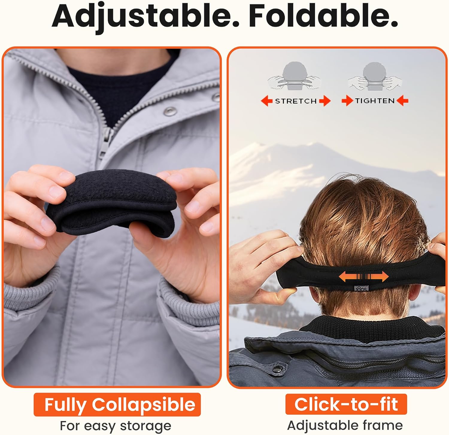 180s Degrees Behind-the-Head Ear-Warmers | Adjustable & Foldable Earmuffs - Image 3