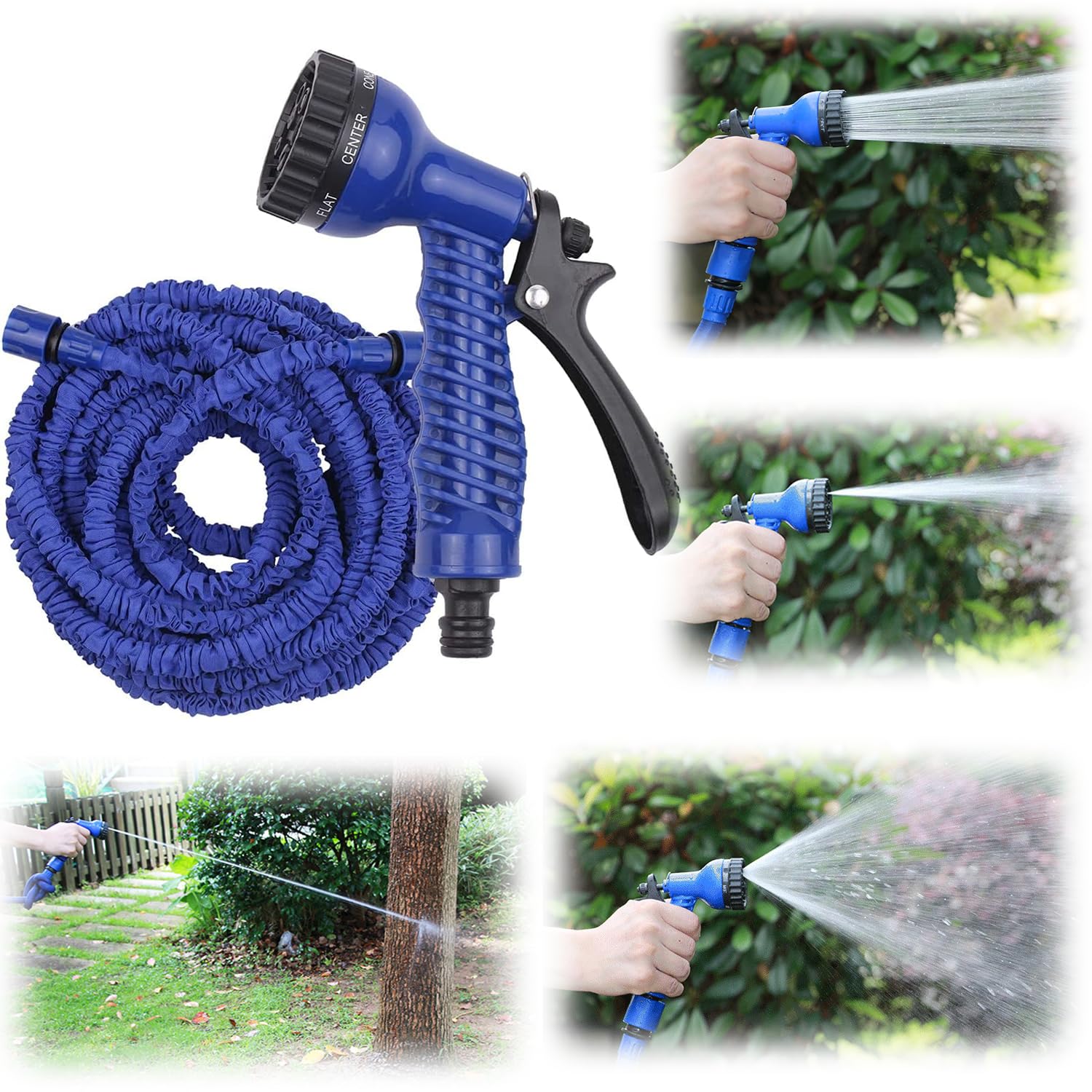 3 Times Expandable Garden Hose, SYOSI Leak-proof Expandable Hose High Pressure Telescopic Watering Pipe Magic Flexible Water Hose with 7 Function Spray Nozzle for Car Washing Garden Watering