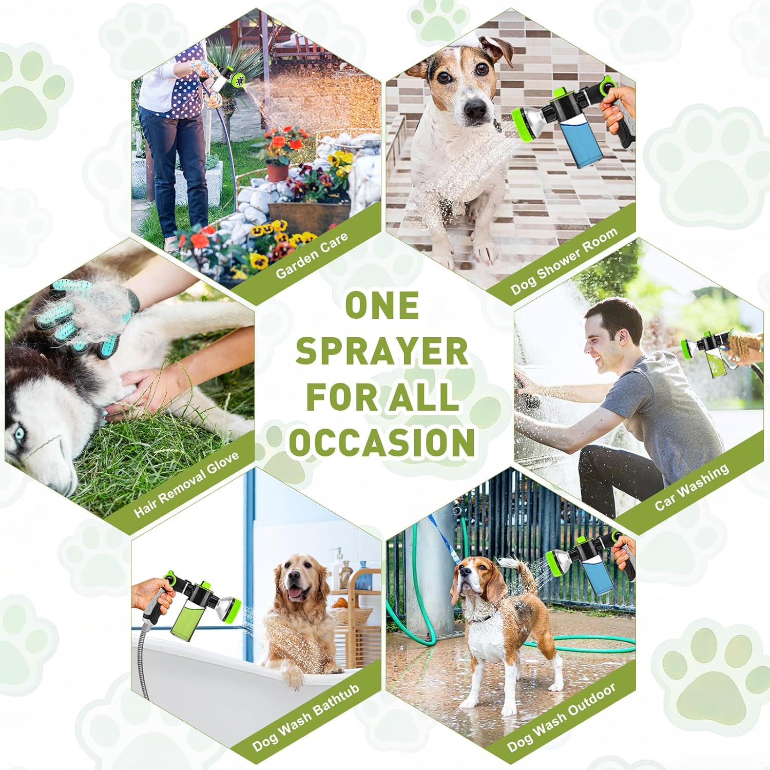 Dog Washing Hose Attachment Indoors, Dog Shower Attachment for Tub, Garden Hose Nozzle Sprayer for Car Wash and Watering