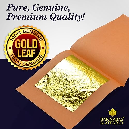 Miniatura 6 de Barnabas - Hoja de oro comestible de 24 quilates, decoración de pasteles, hojas de oro sueltas para cupcakes, 1.5 pulgadas, interhoja de 24