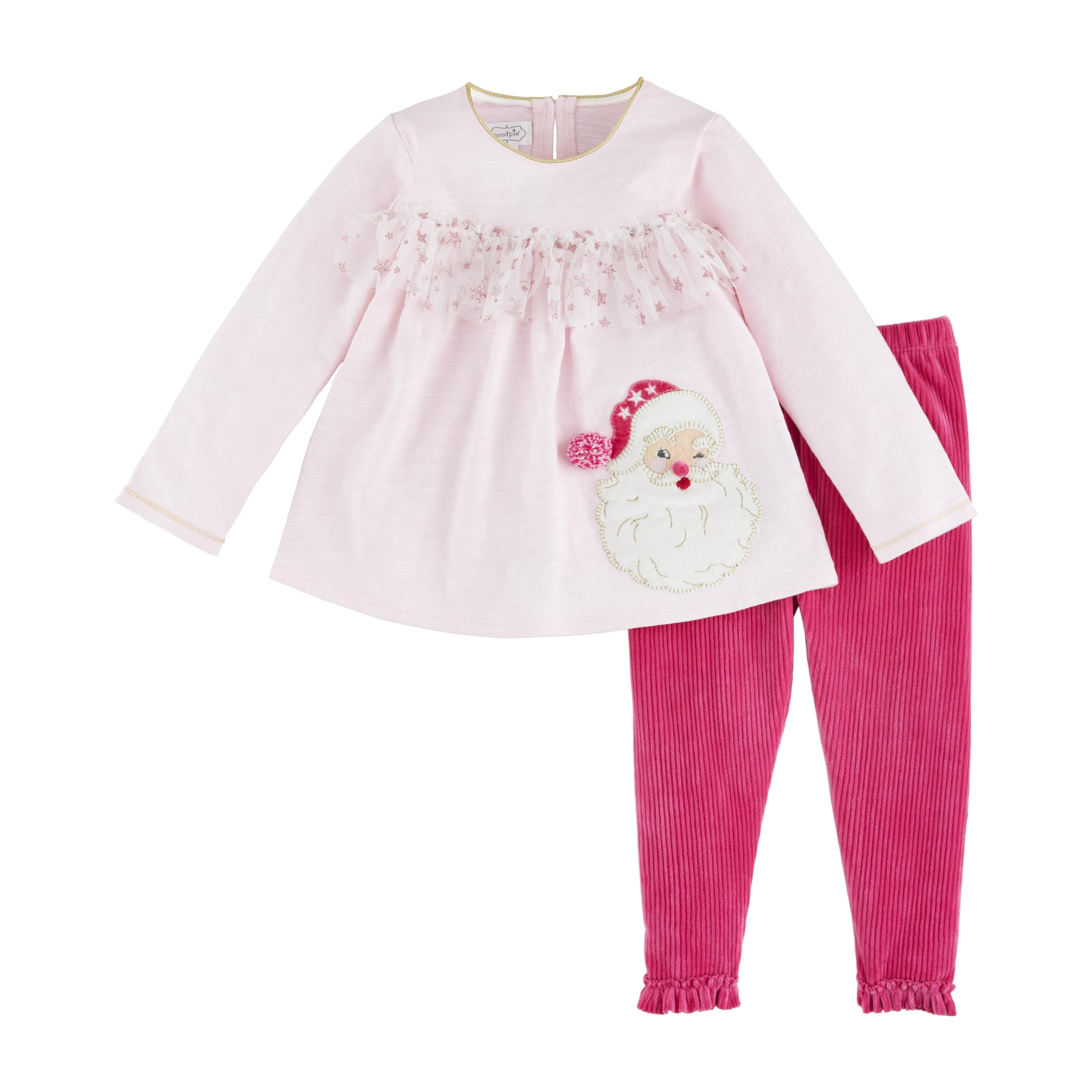 Mud Pie Girls Children's Pink Santa Tunic and Legging Set