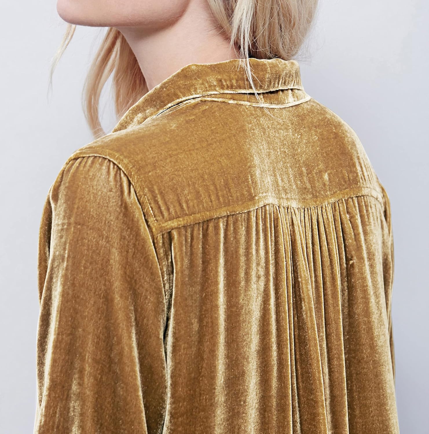 R.Vivimos Womens Velvet Long Sleeve Pocket Casual Mini Shirt Dress - Image 5