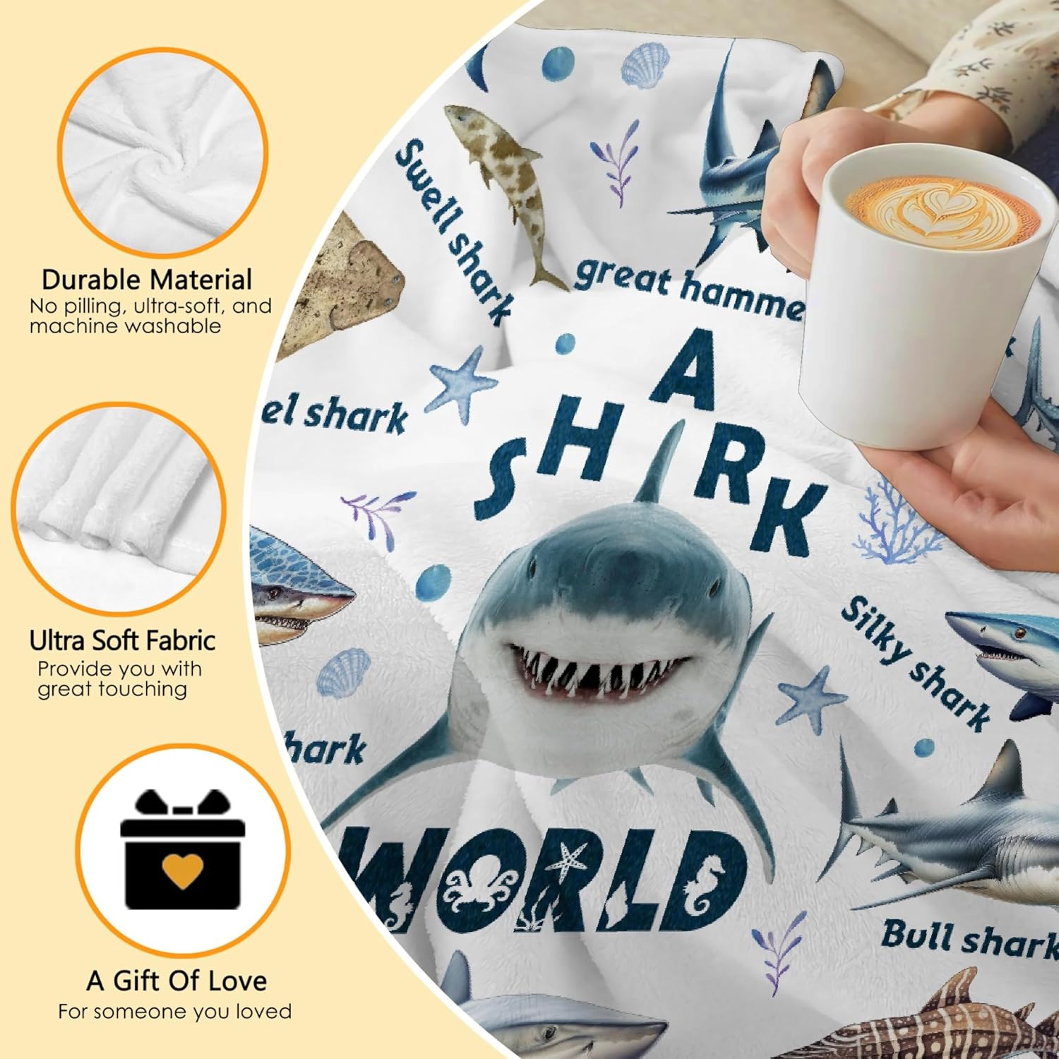 Shark Blanket Lovers Gift for Girls Boys Super Soft Flannel Blanket for Sofa Couch Bed- Plush Warm Cozy Bed Home Decor for All Seasons - 40"x50"for Kids/Baby