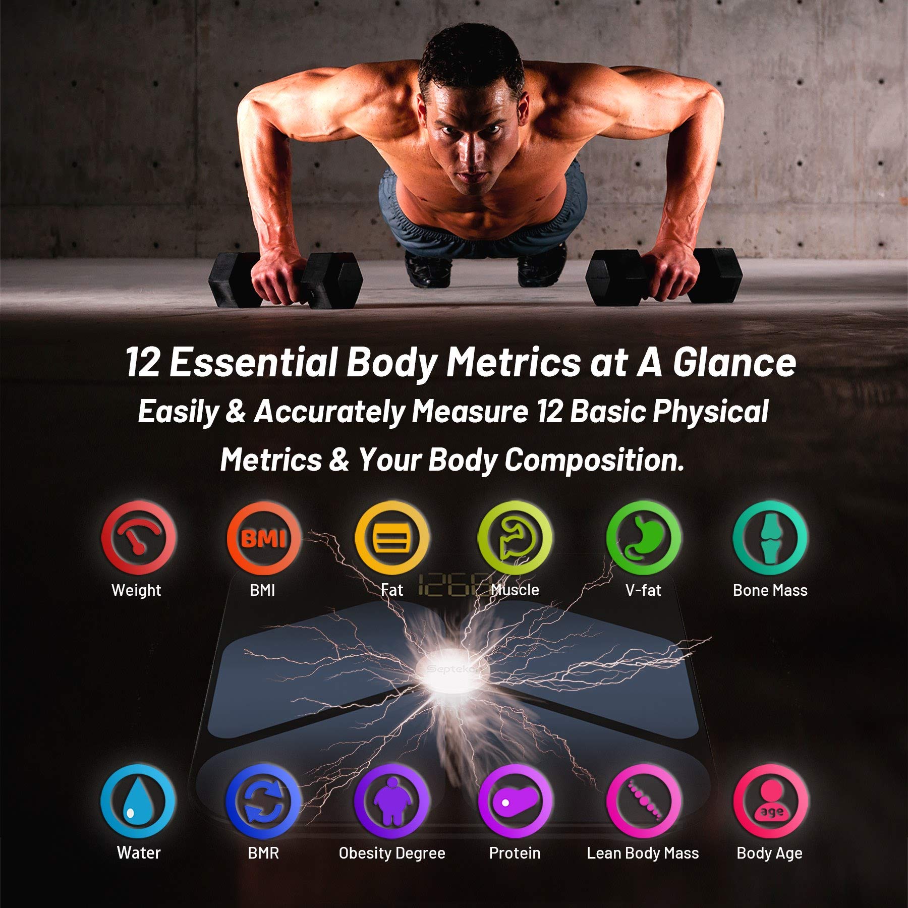 Buy Septekon Smart Body Fat Scale Bluetooth Weight Scale with ITO