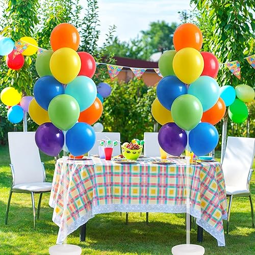 Miniatura 6 de Kit de columna de globos para piso, juego de 2, decoración de fondo de torre de globos con soporte, base y poste para bodas, baby shower, fiesta