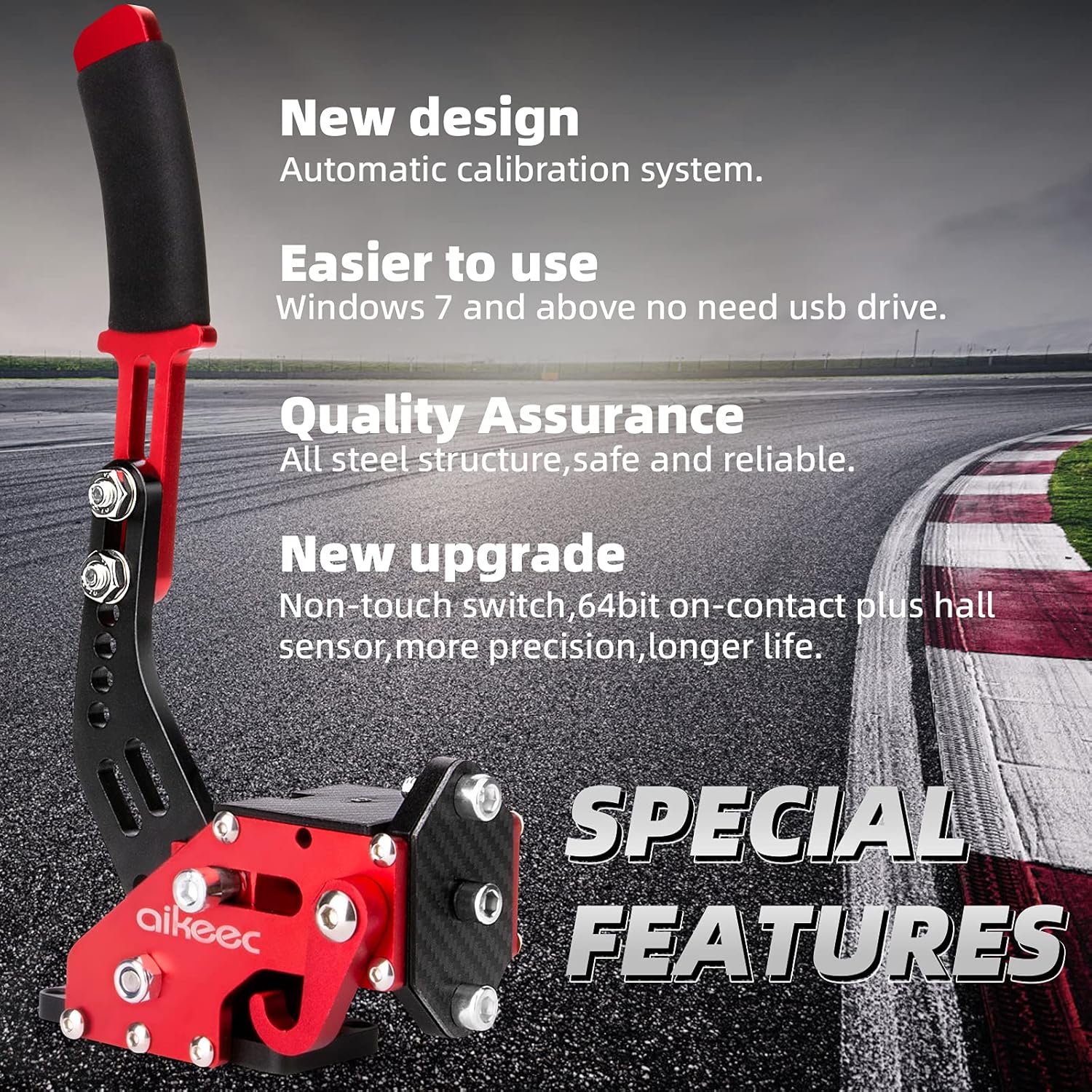 aikeec 64 Bit USB Handbrake with Clamp for PC Windows Sim Racing Games G25 G27 G29 T500 FANATECOSW Dirt Rally with Handle Grip - Image 2