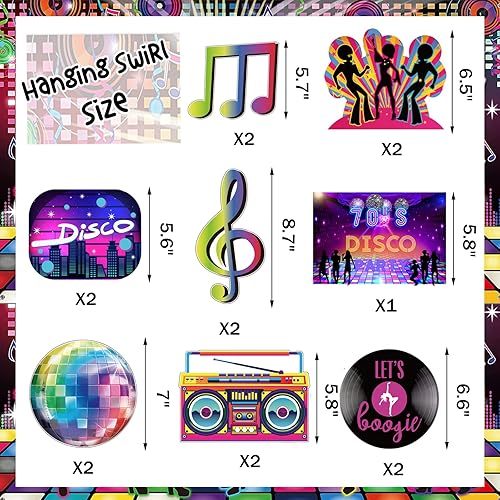 Miniatura 3 de Let's Boogie - Decoraciones de fiesta de Fiesec 70, disco retro de los años 70, decoración de fiesta de disco colgante en espiral de papel de