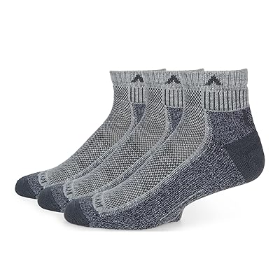 Wigwam Cool Lite Hiker Quarter, 3 Pack Crew Cut Socks Shoes Grey/Charcoal