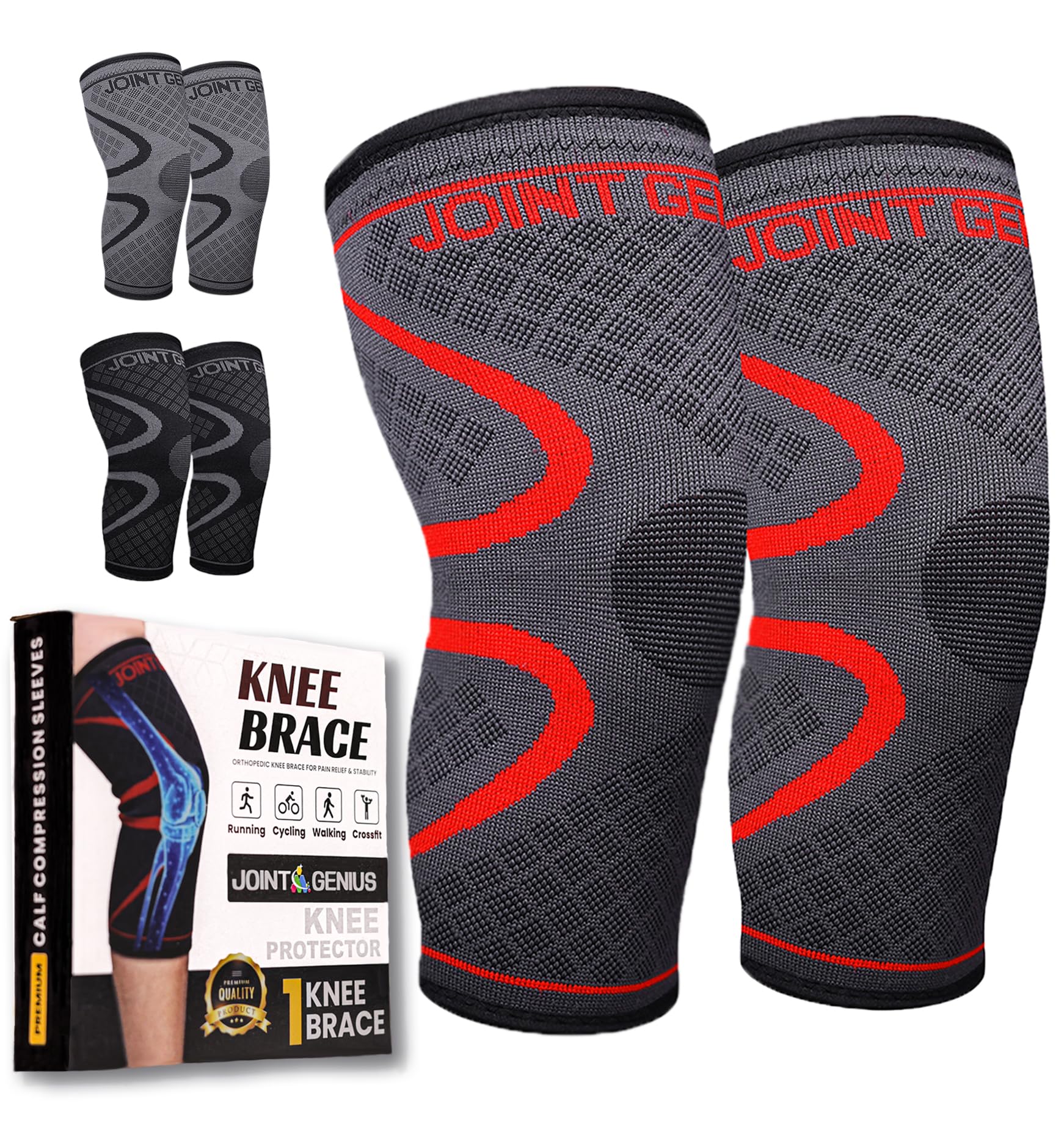Joint Genius Knee Cap for Men & Women for Pain Relief | Knee Brace & Knee Support for Gym, Sports & Running | Knee Support for Women Knee Pain | Compression Knee Pad