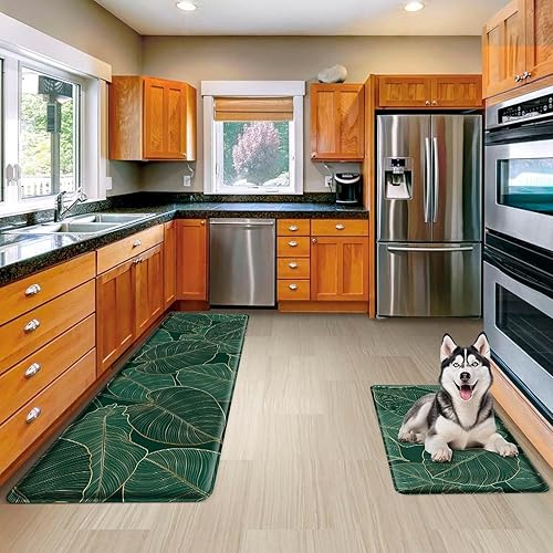 Miniatura 6 de Wiabsi Juego de 2 tapetes de cocina antifatiga para piso, 0.47 pulgadas de grosor, resistentes Juego de alfombras de cocina acolchadas,