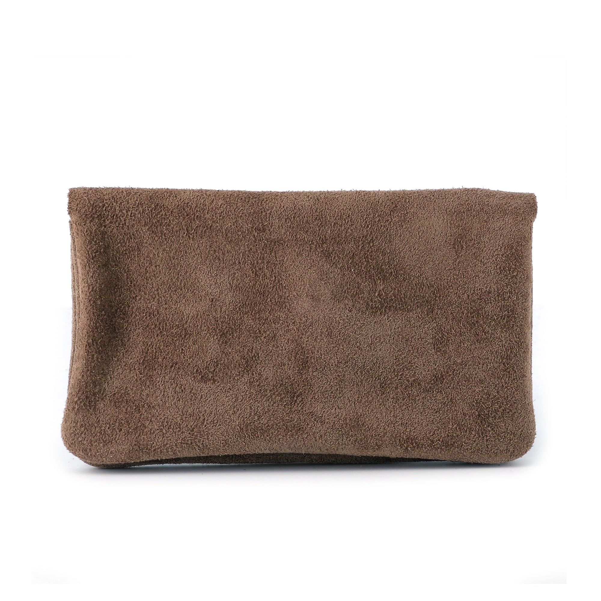 Porte-Monnaie Cartes Vrai Cuir Suédé Souple Femme - Portefeuille Pochette à Rabat - Format Mi-Long Taill M - Léger Fonctionel - Taupe