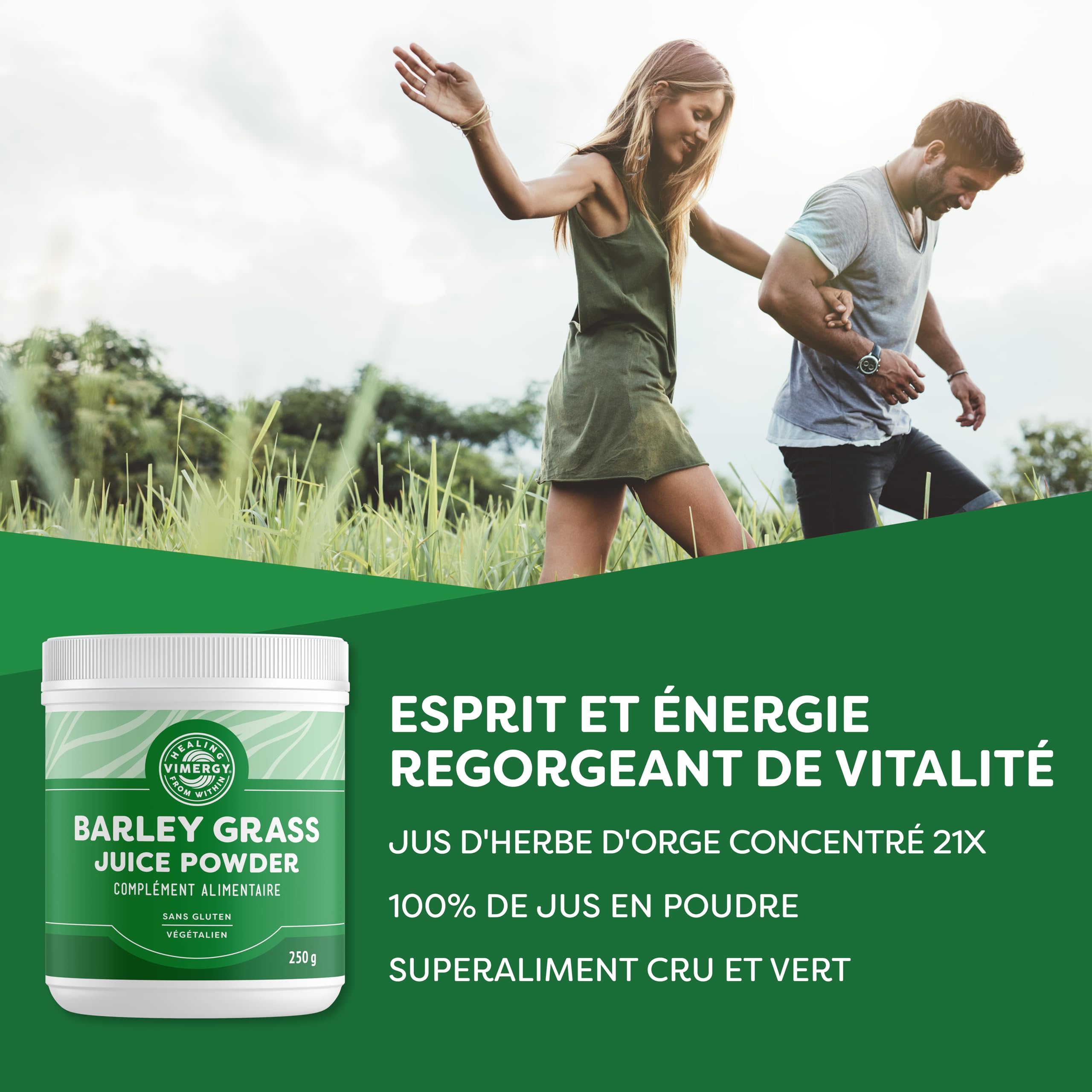 VIMERGY Poudre de Jus d'Herbe d'Orge Bio, 250 g, Végan