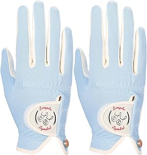 SIMPLE SYMBOL Women's RainGrip Golf Glove Two Pack,Hot Wet Weather Comfort,（Two Left Hands Or Two Right Hands Or One Pair） Four Colors to Choose from Pink/Purple/White/Green(Sky,XL,Right)